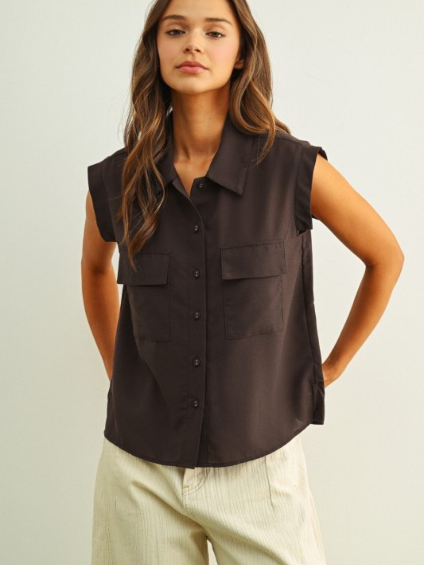 Chiffon Muscle Button Down - Mimi & Rae