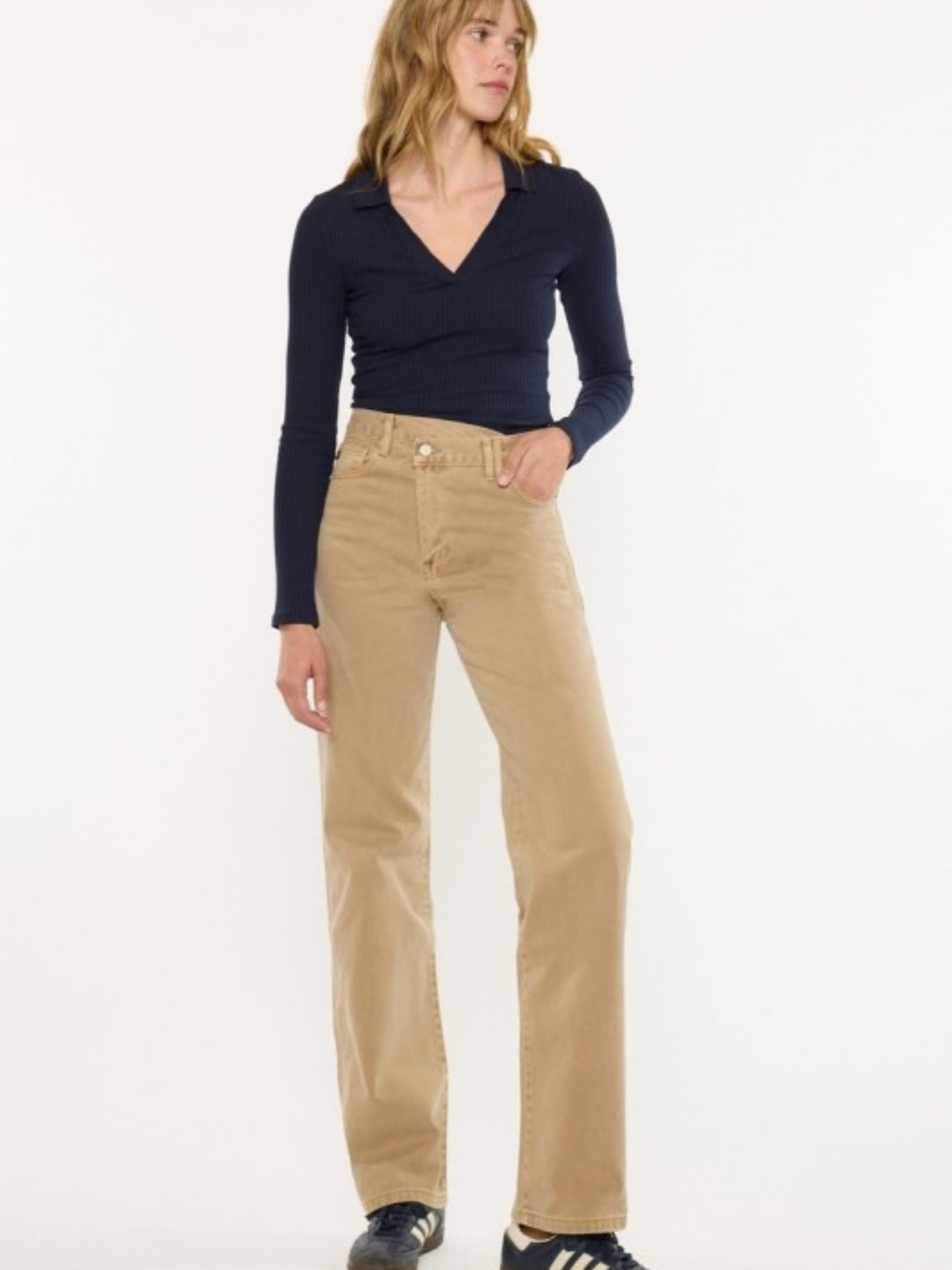 Asym Button 90s Straight Leg Denim