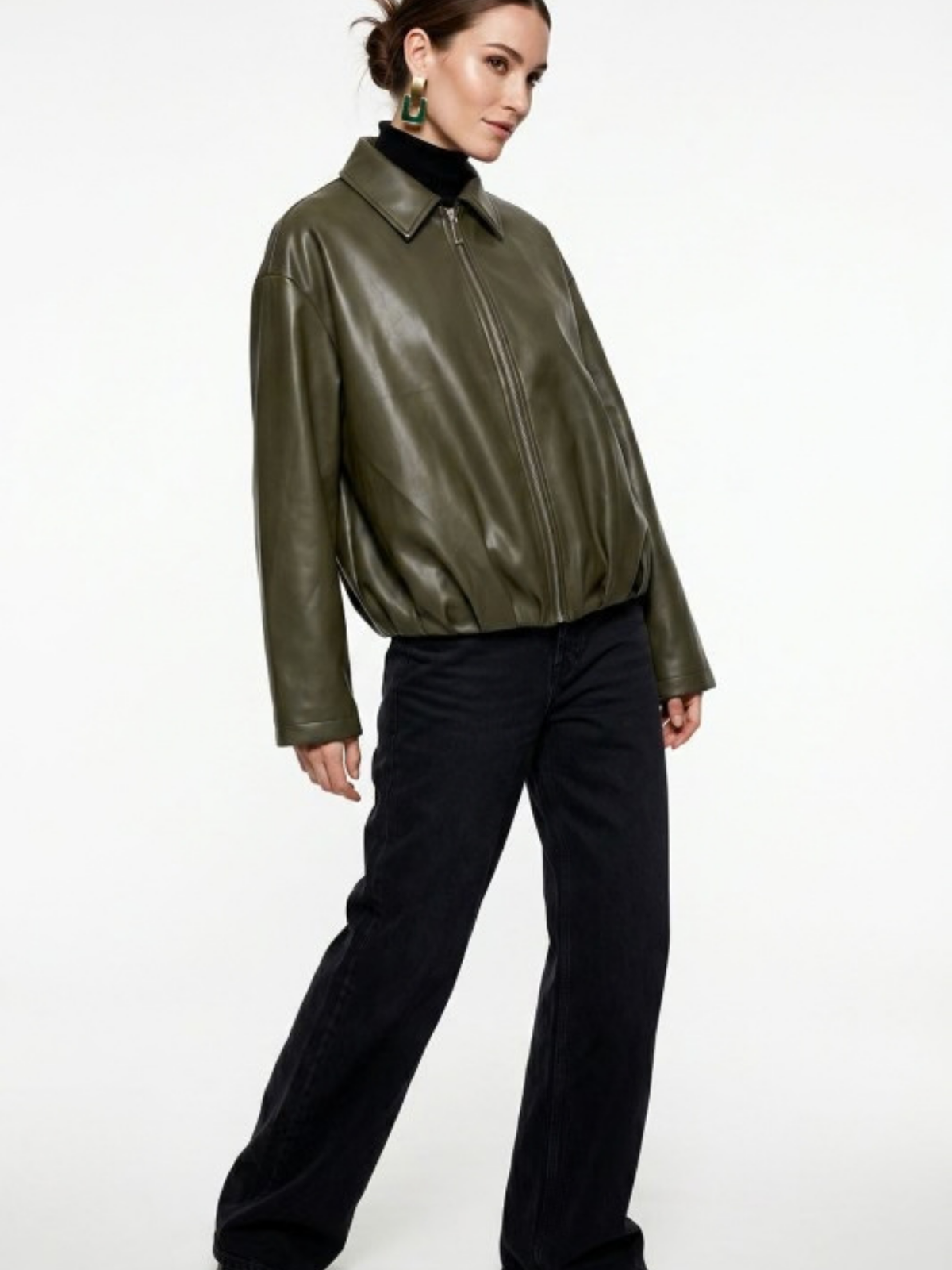 Faux Leather Bomber Jacket