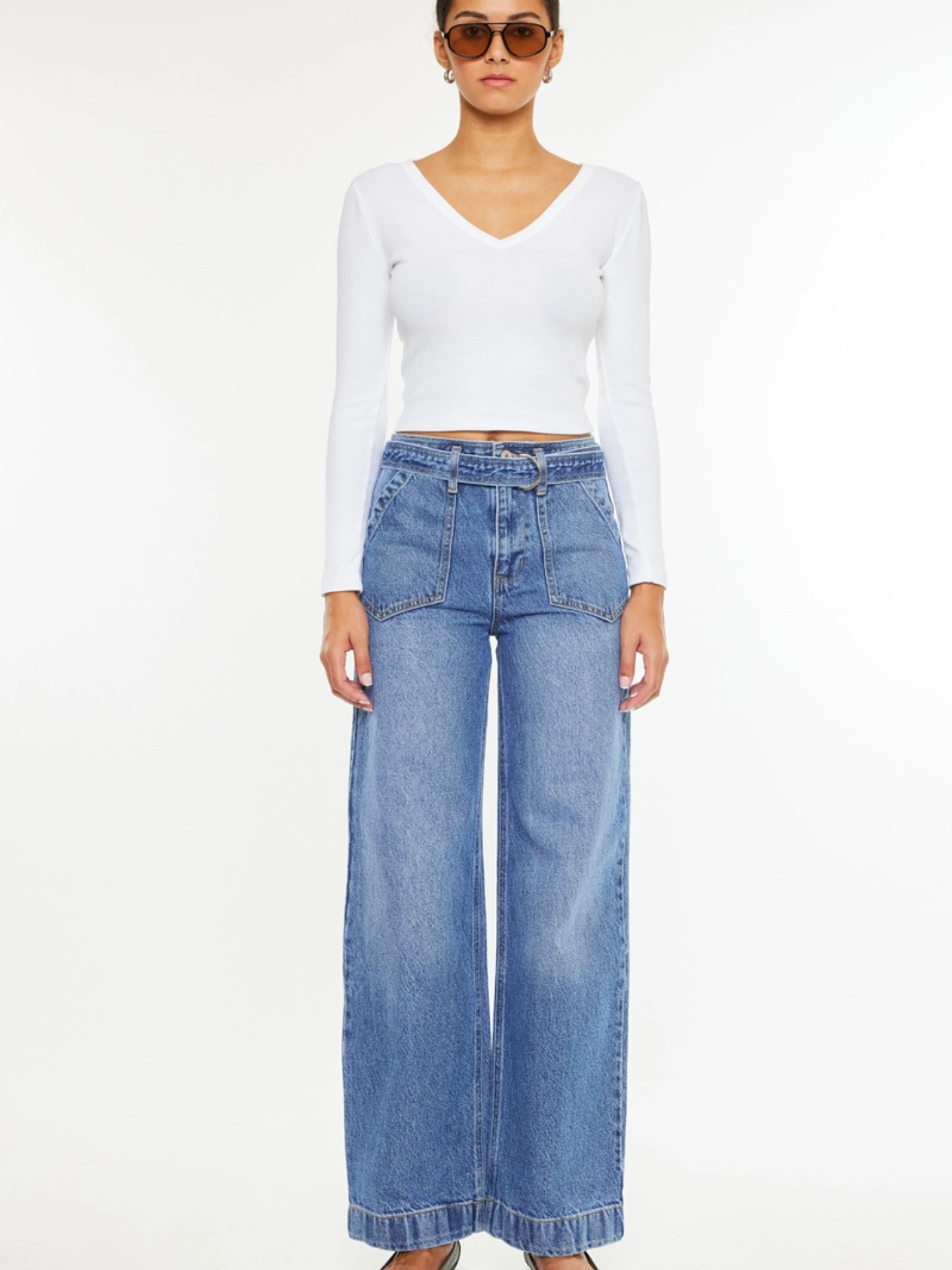 Belted Wide Leg Denim