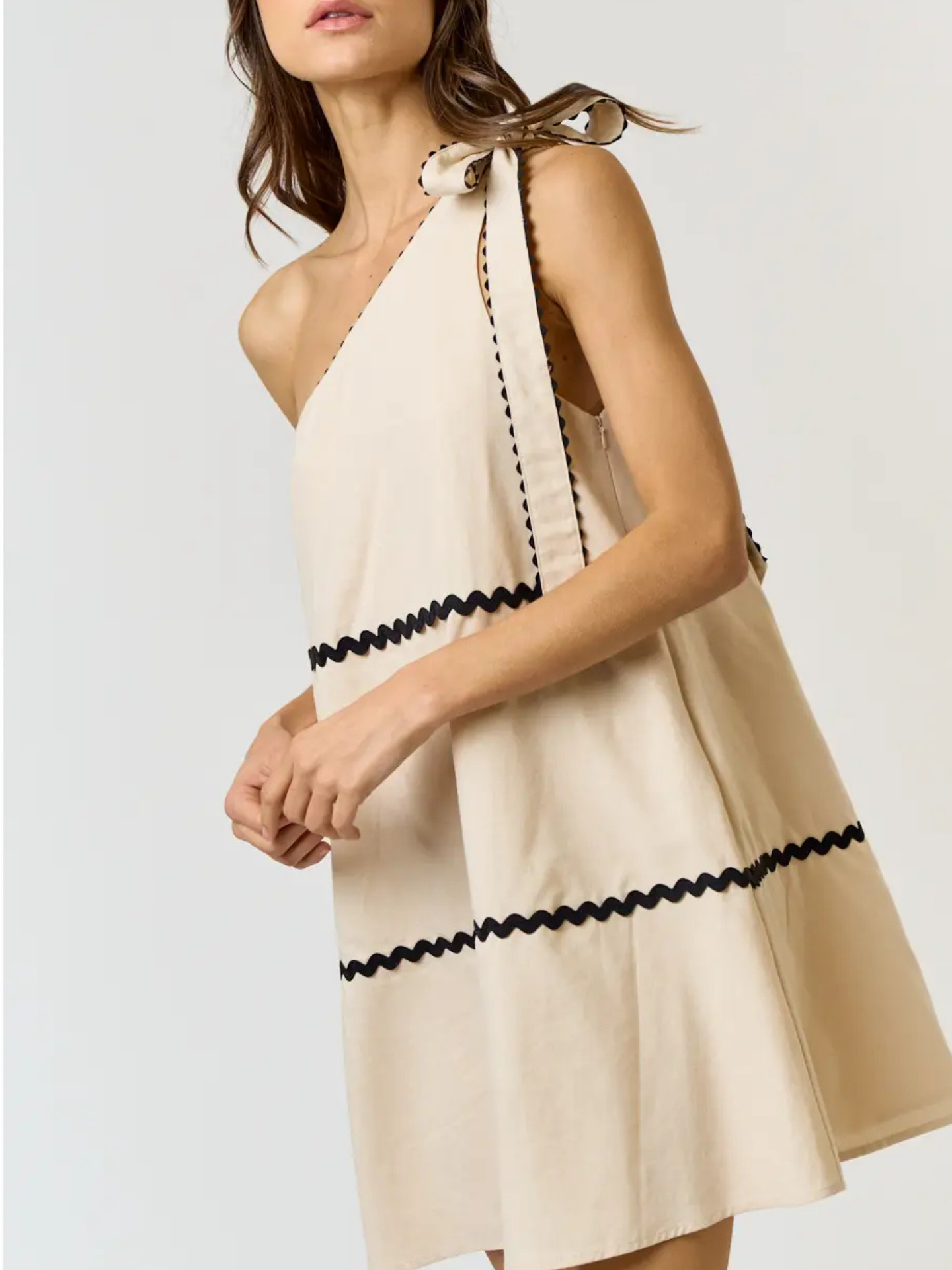 Scalloped One Shoulder Dress