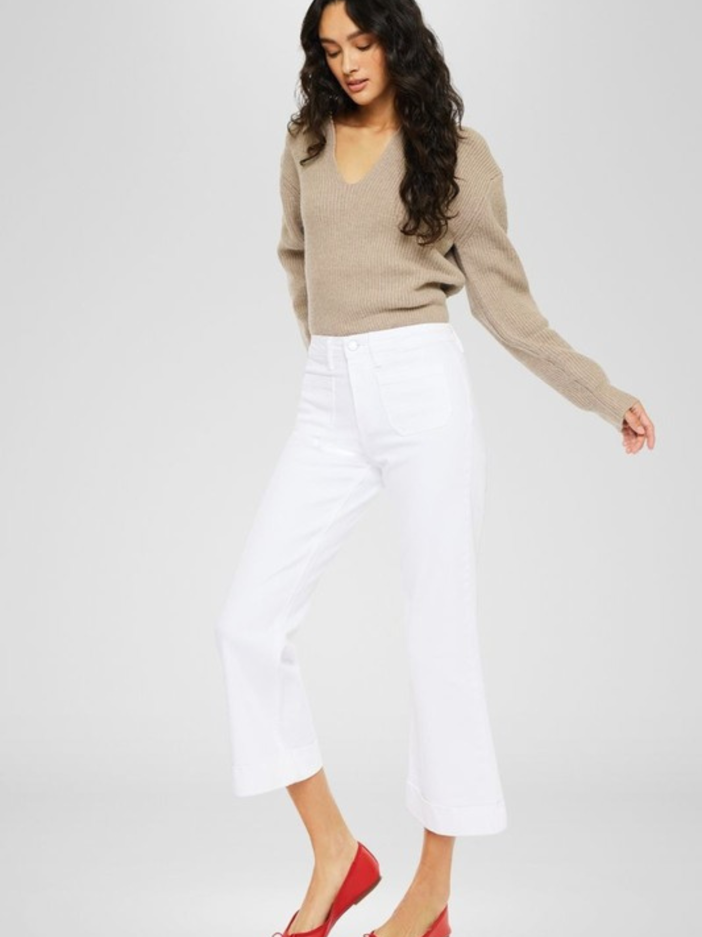 Front Pocket White Denim