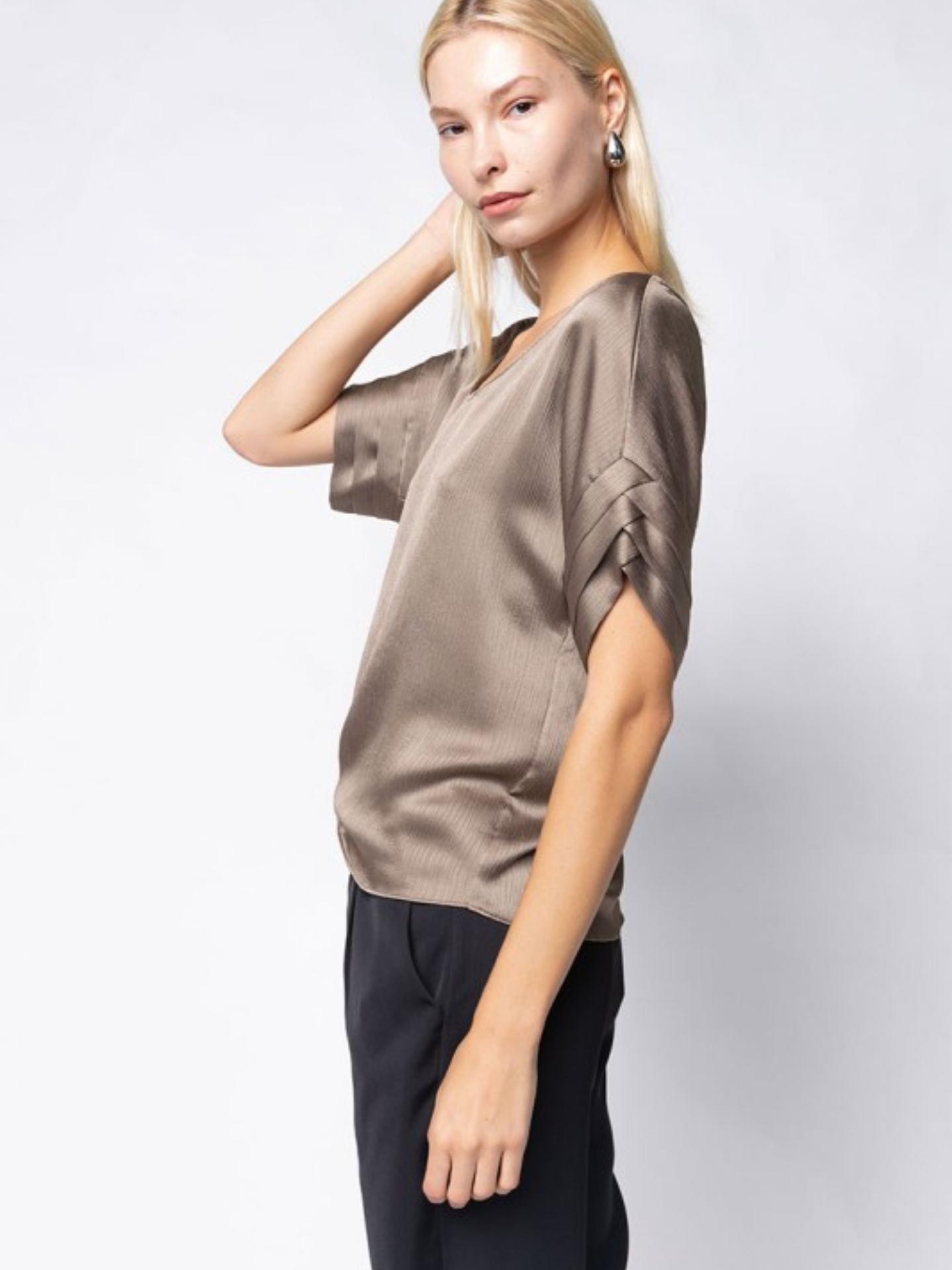 Crinkle Satin Blouse
