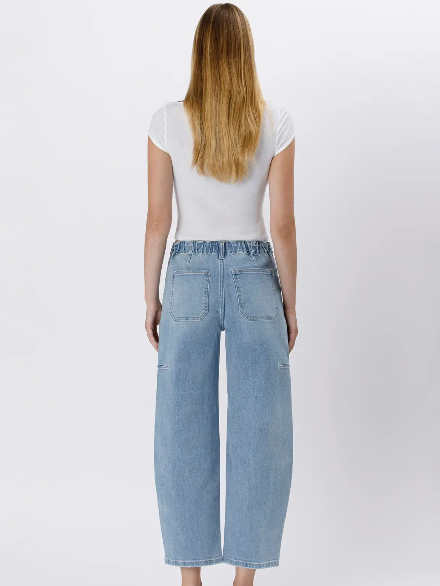 Elastic Waist Barrel Denim