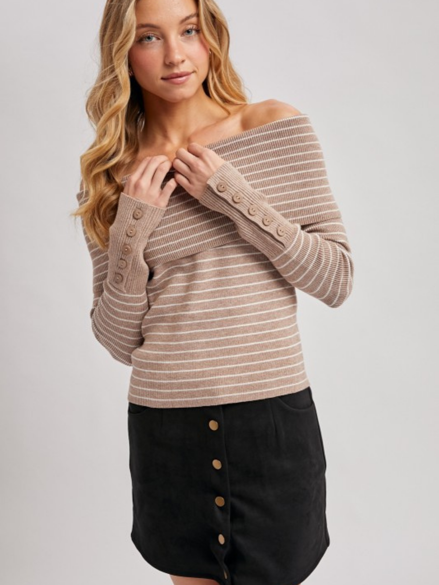 Striped Off Shoulder Sweater