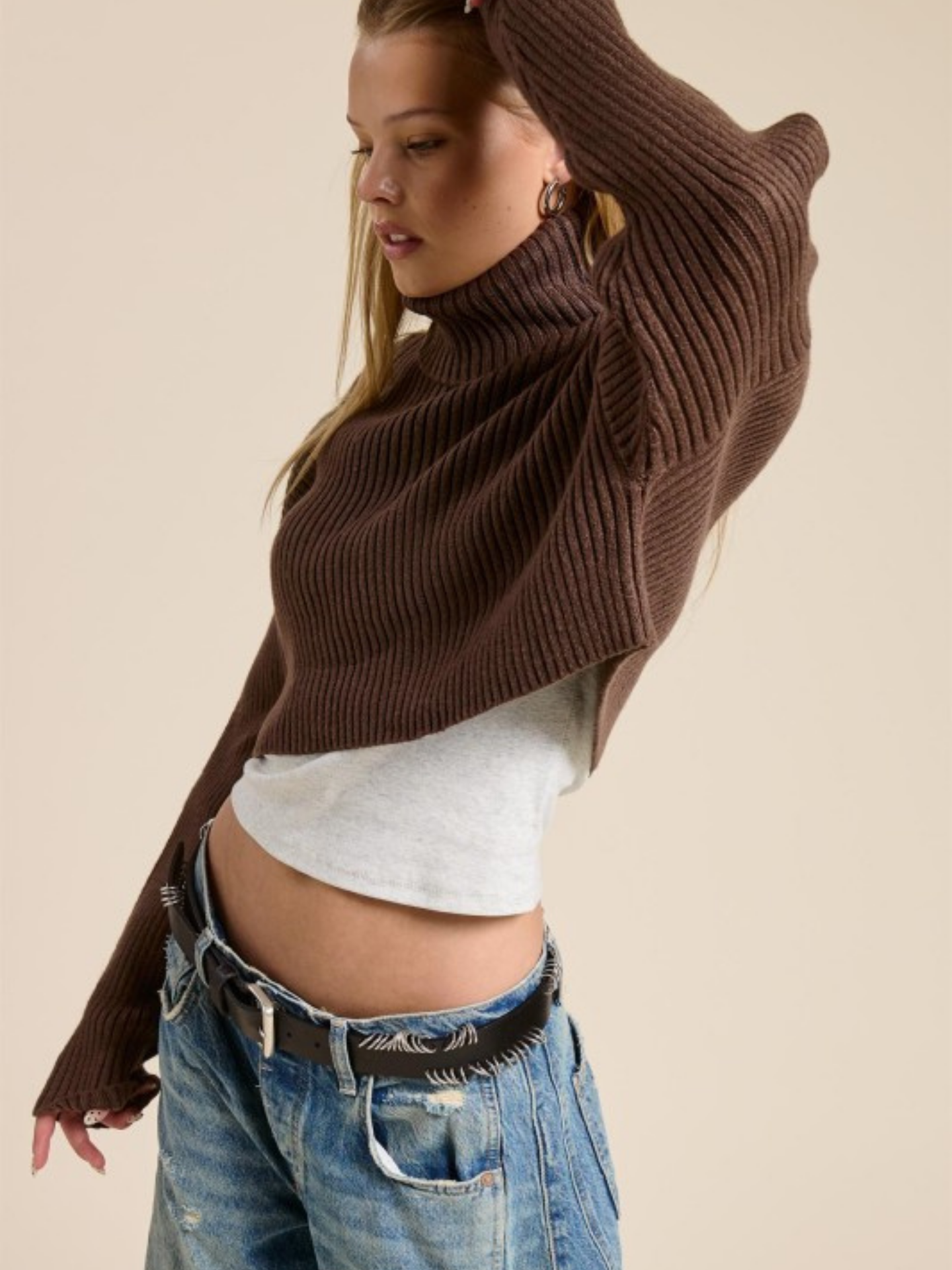 Cropped Turtleneck Sweater