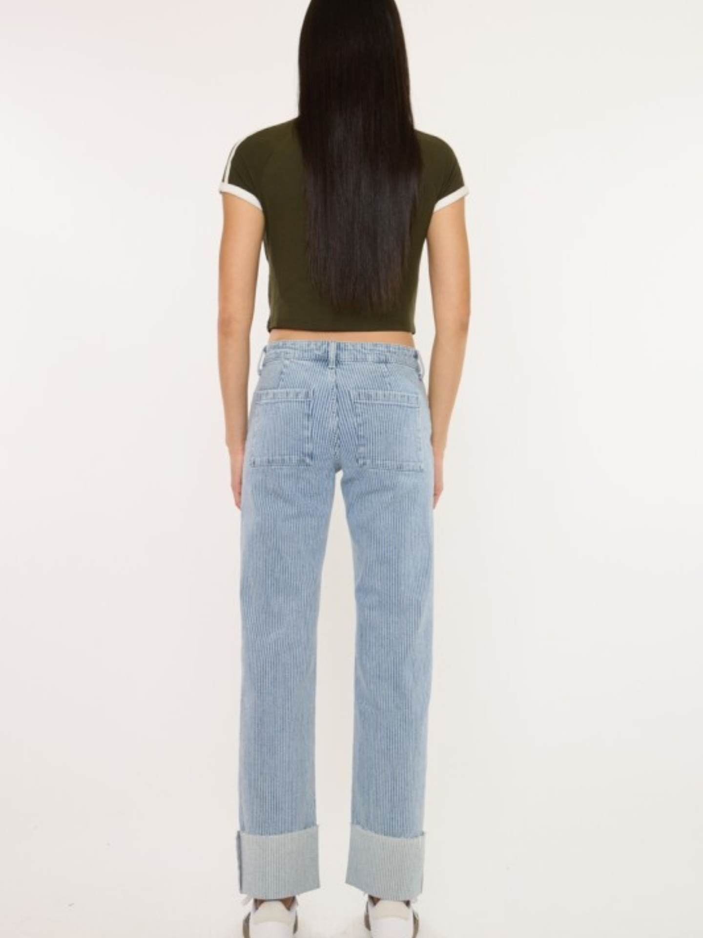 Slim Wide Striped Denim