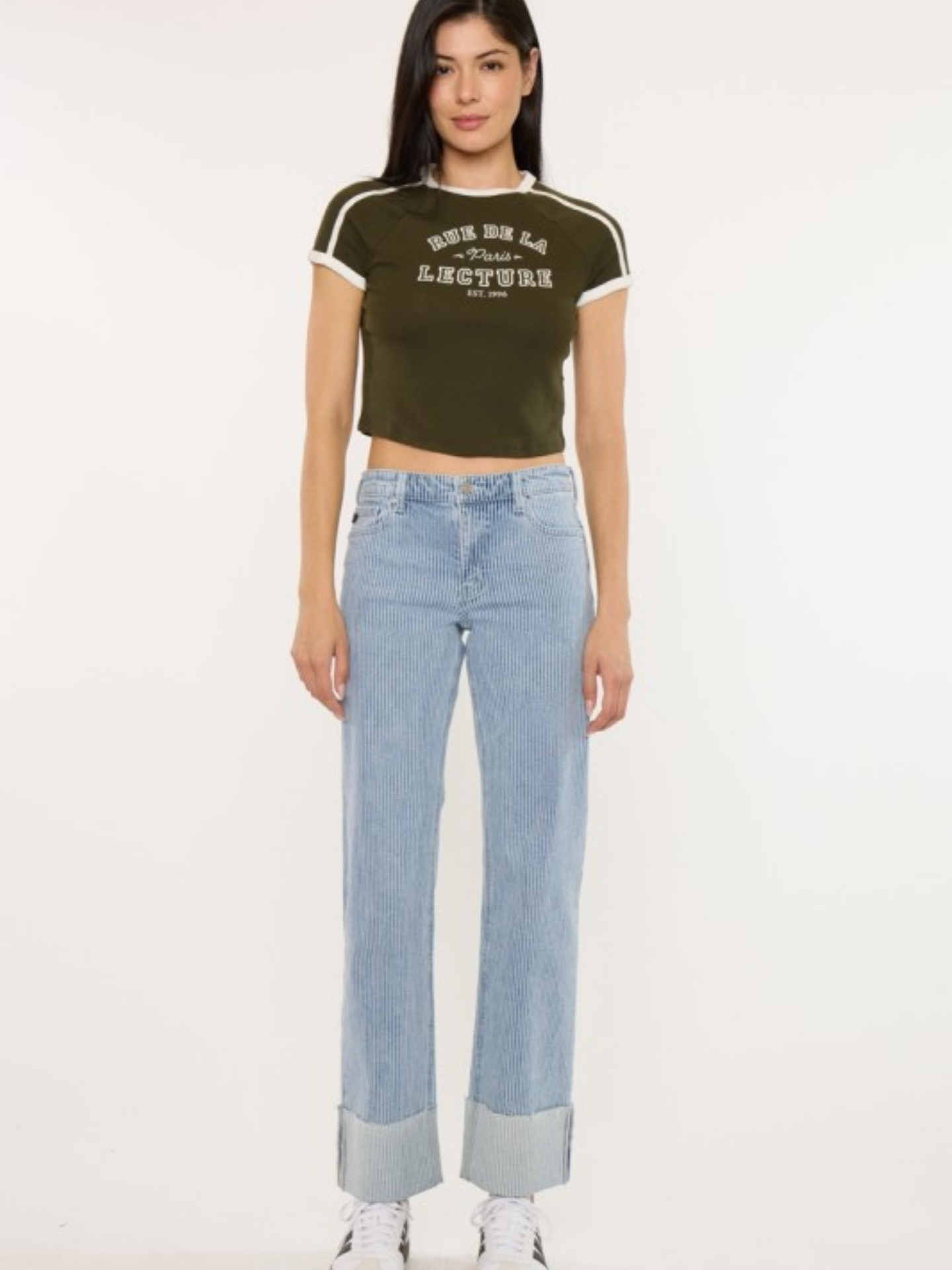 Slim Wide Striped Denim