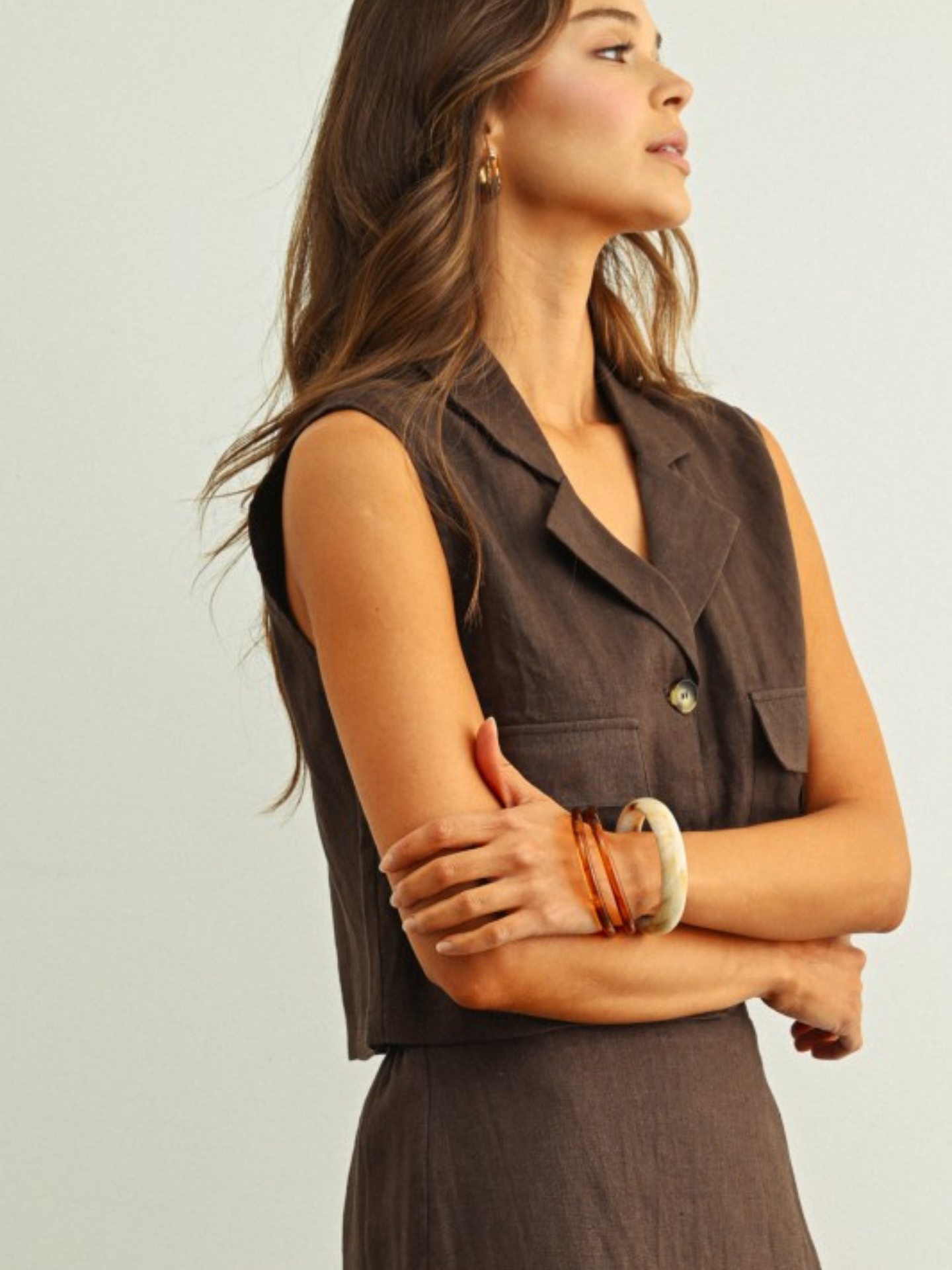 Linen Cargo Cropped Vest - Mimi & Rae