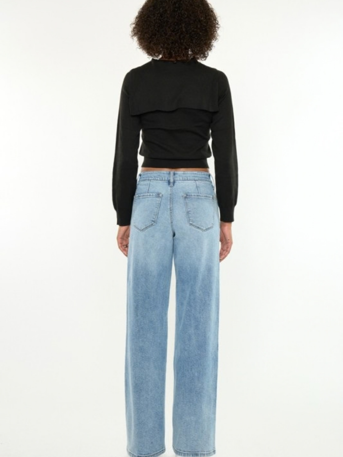 Studded Wide Leg Light Wash Denim