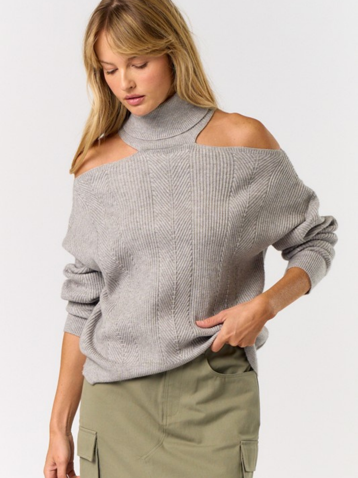 Cutout Turtleneck Sweater