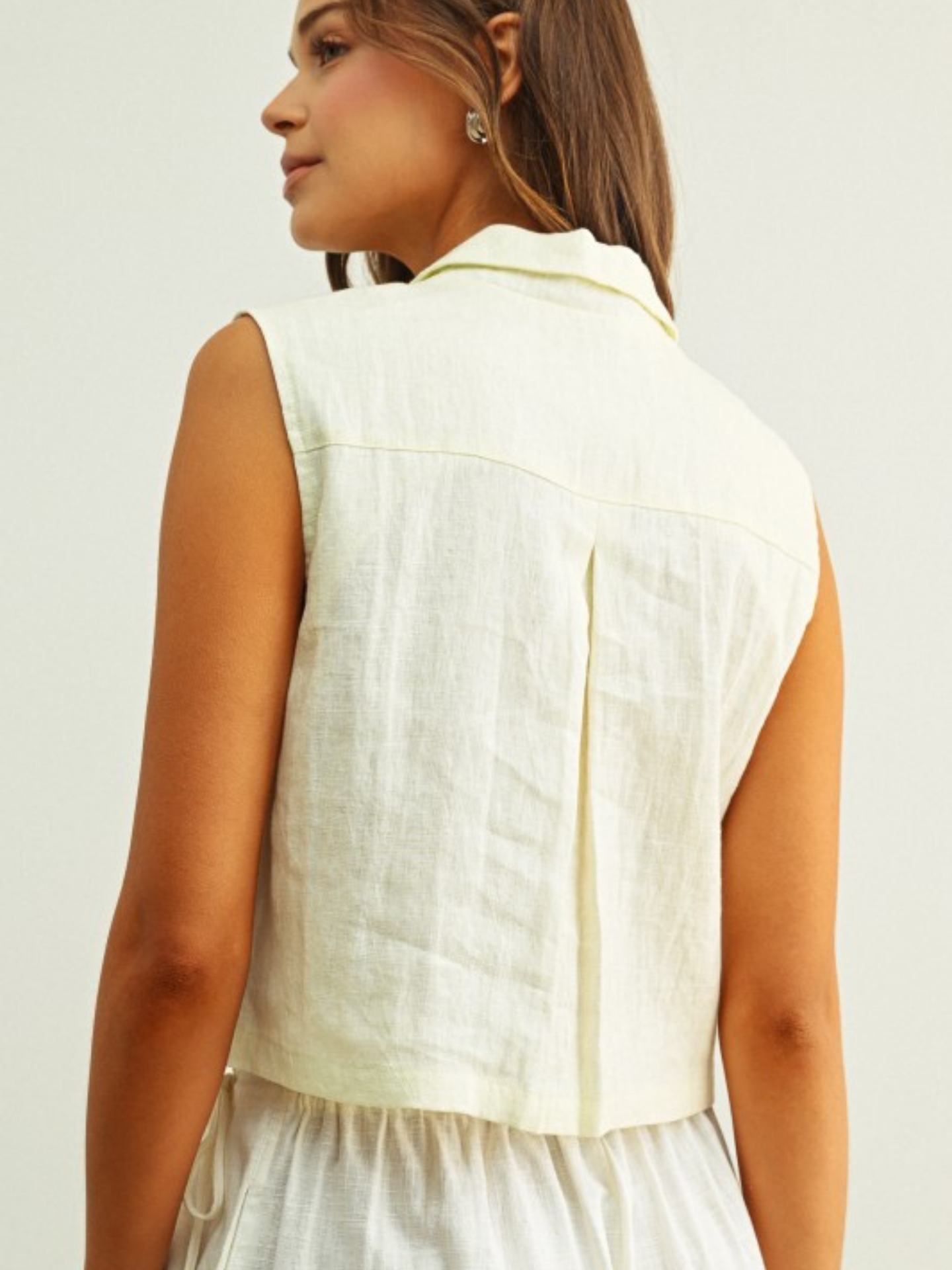 Linen Cargo Cropped Vest - Mimi & Rae