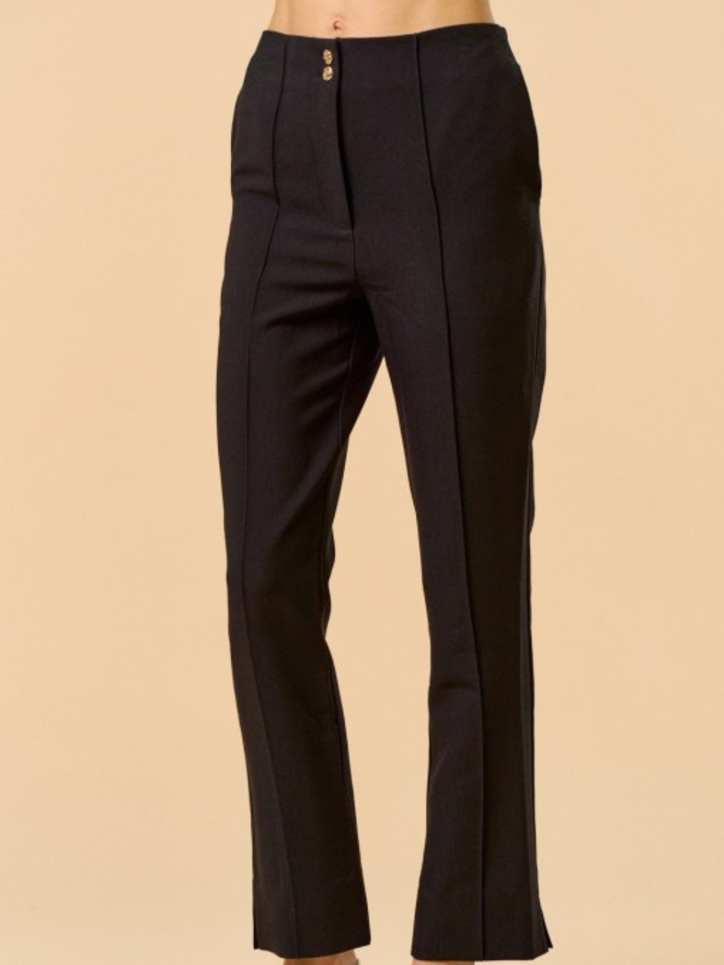 Gold Button Cropped Trousers