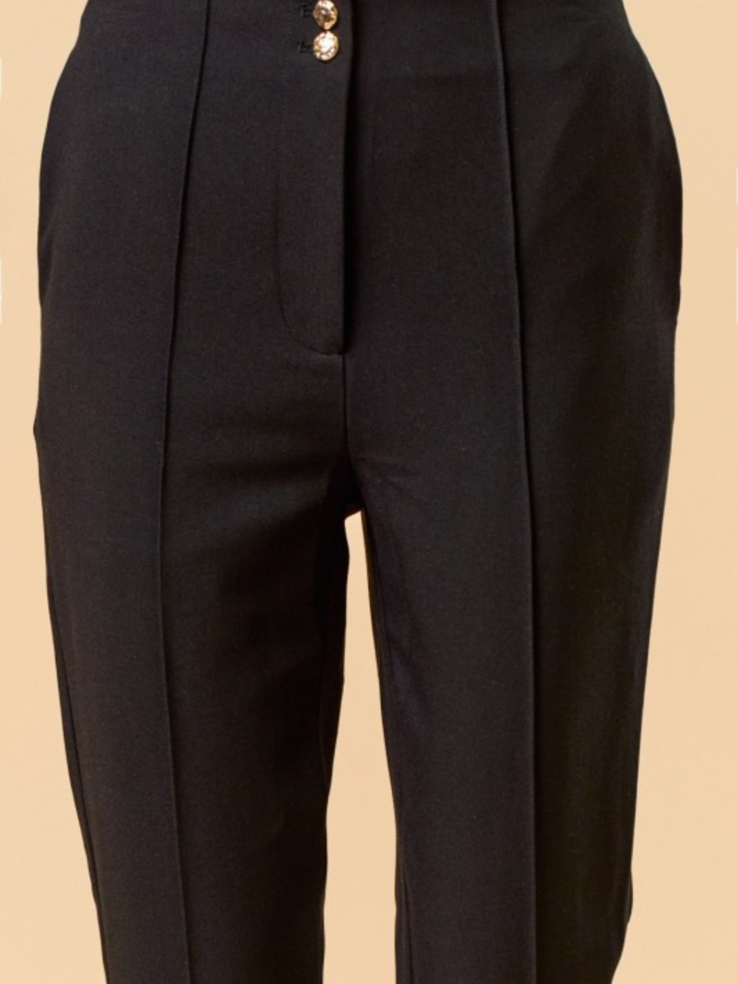 Gold Button Cropped Trousers