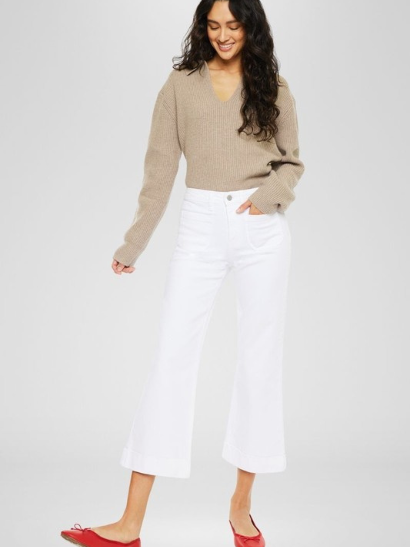 Front Pocket White Denim