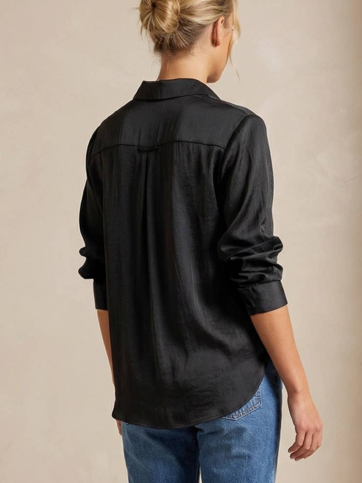 Sheer Black Button Down