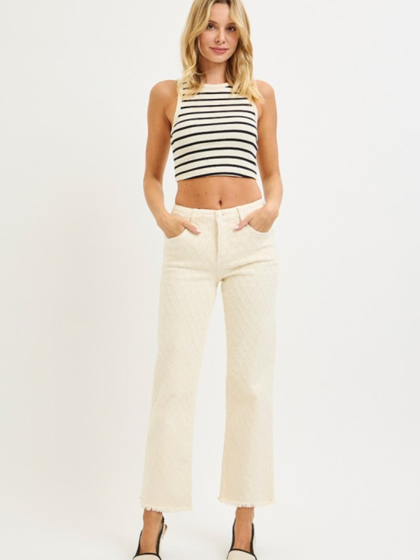 Textured Cream Denim