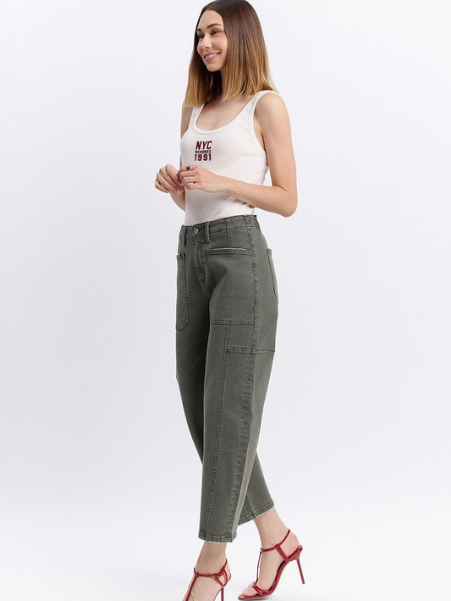 Green Barrel Leg Denim