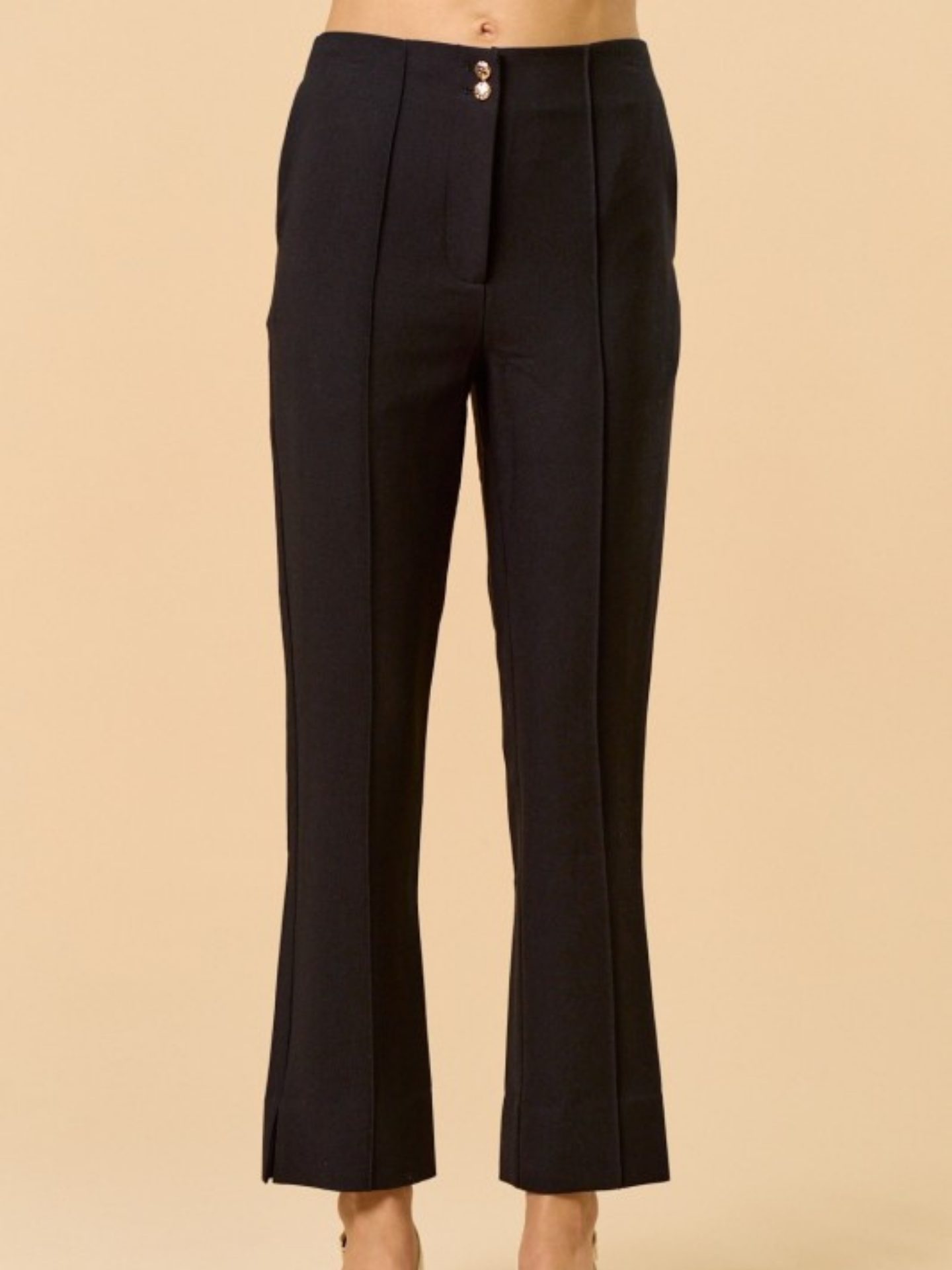 Gold Button Cropped Trousers