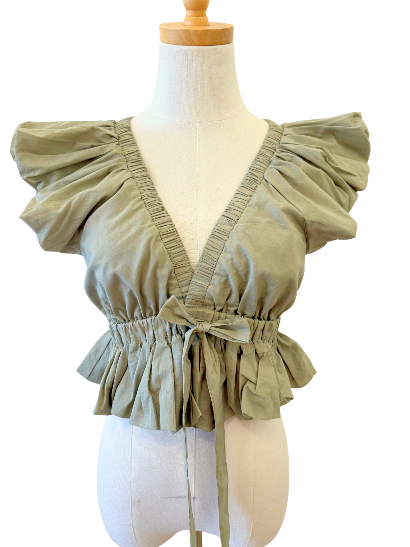 V-neck Bow Ruffle Top