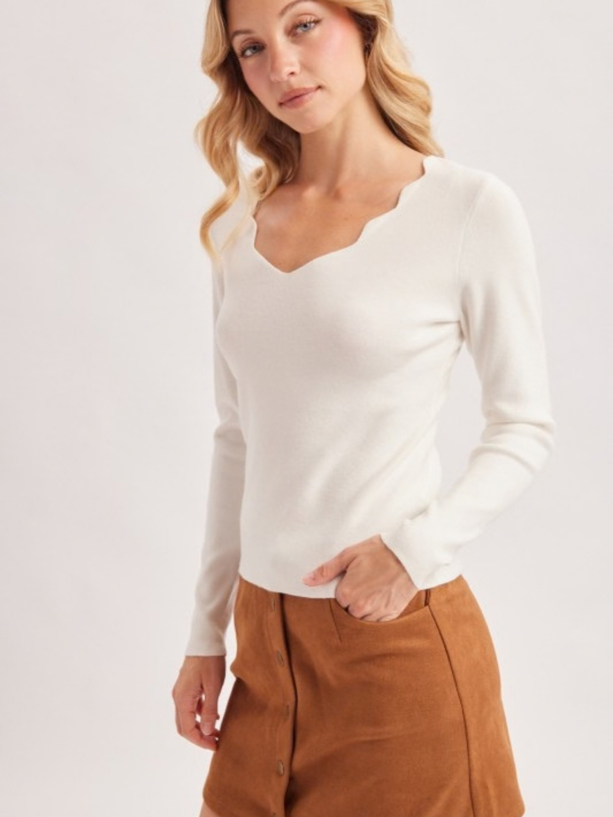 Scallop Neck Sweater