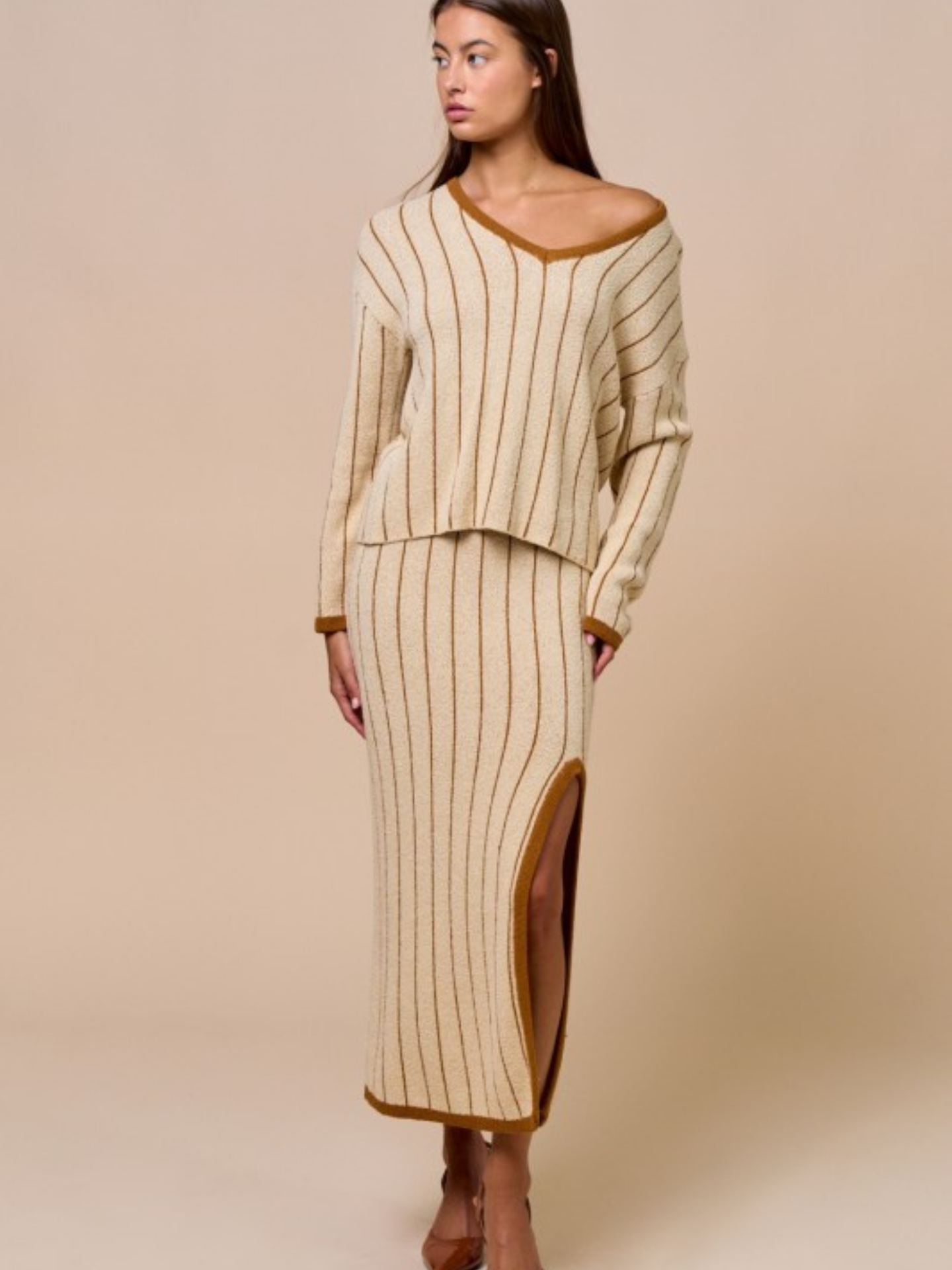 Striped Skirt and Sweater Set