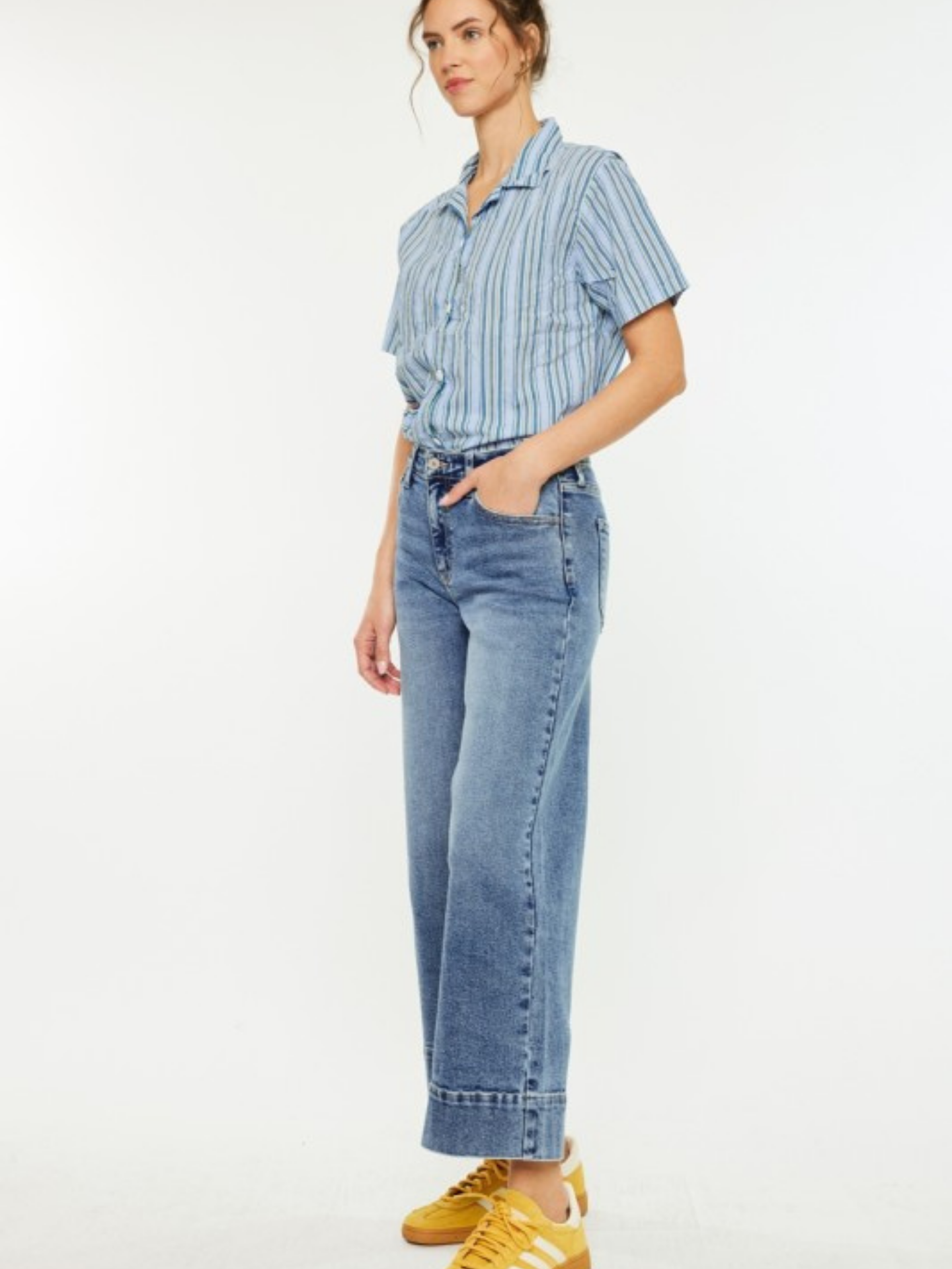Cropped Wide Leg Denim