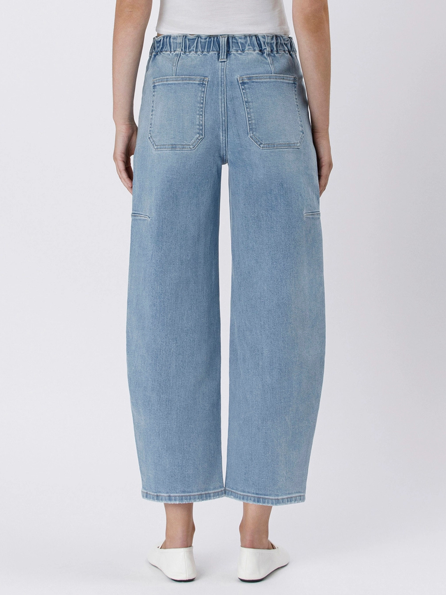 Elastic Waist Barrel Denim