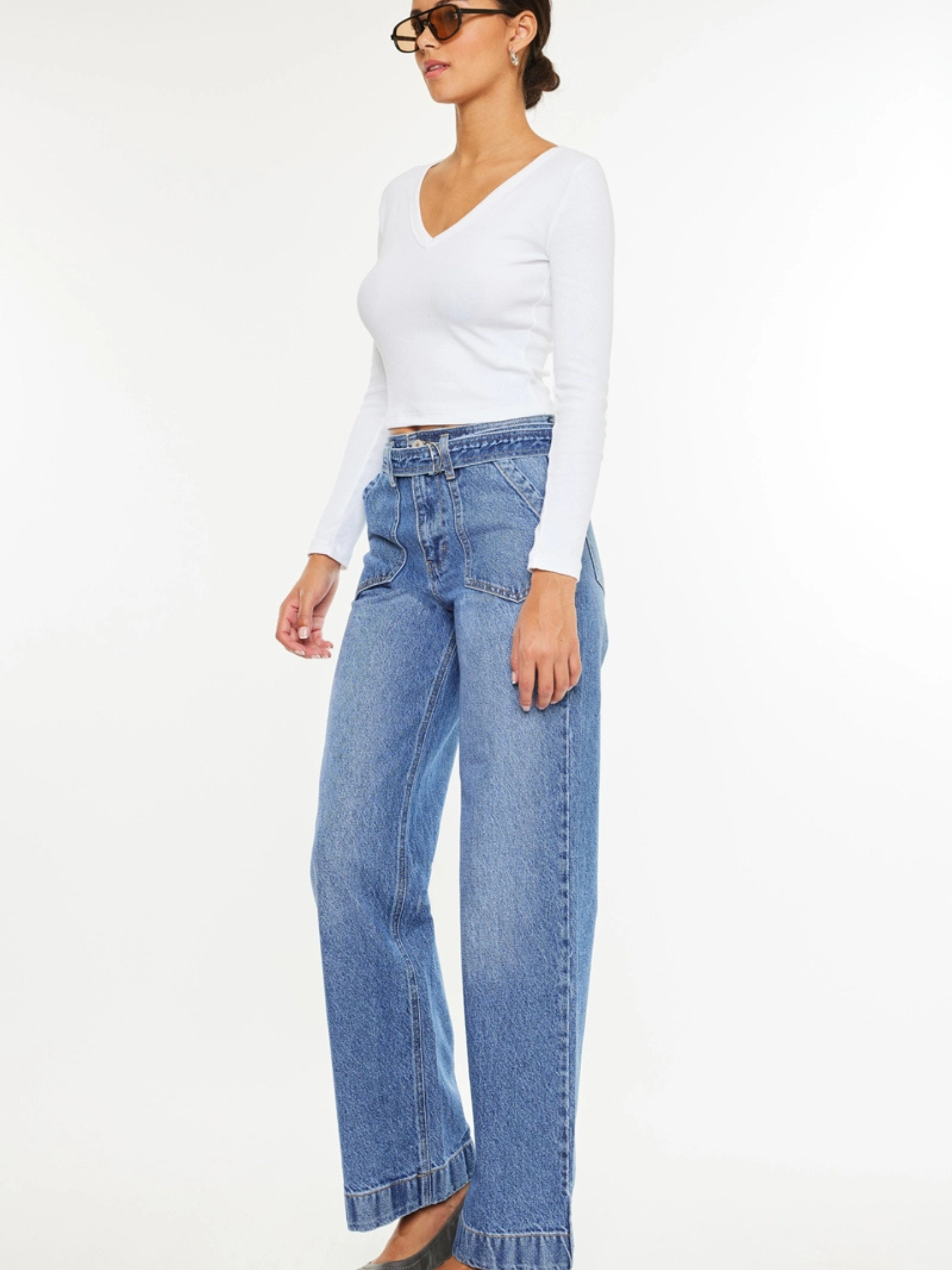 Belted Wide Leg Denim