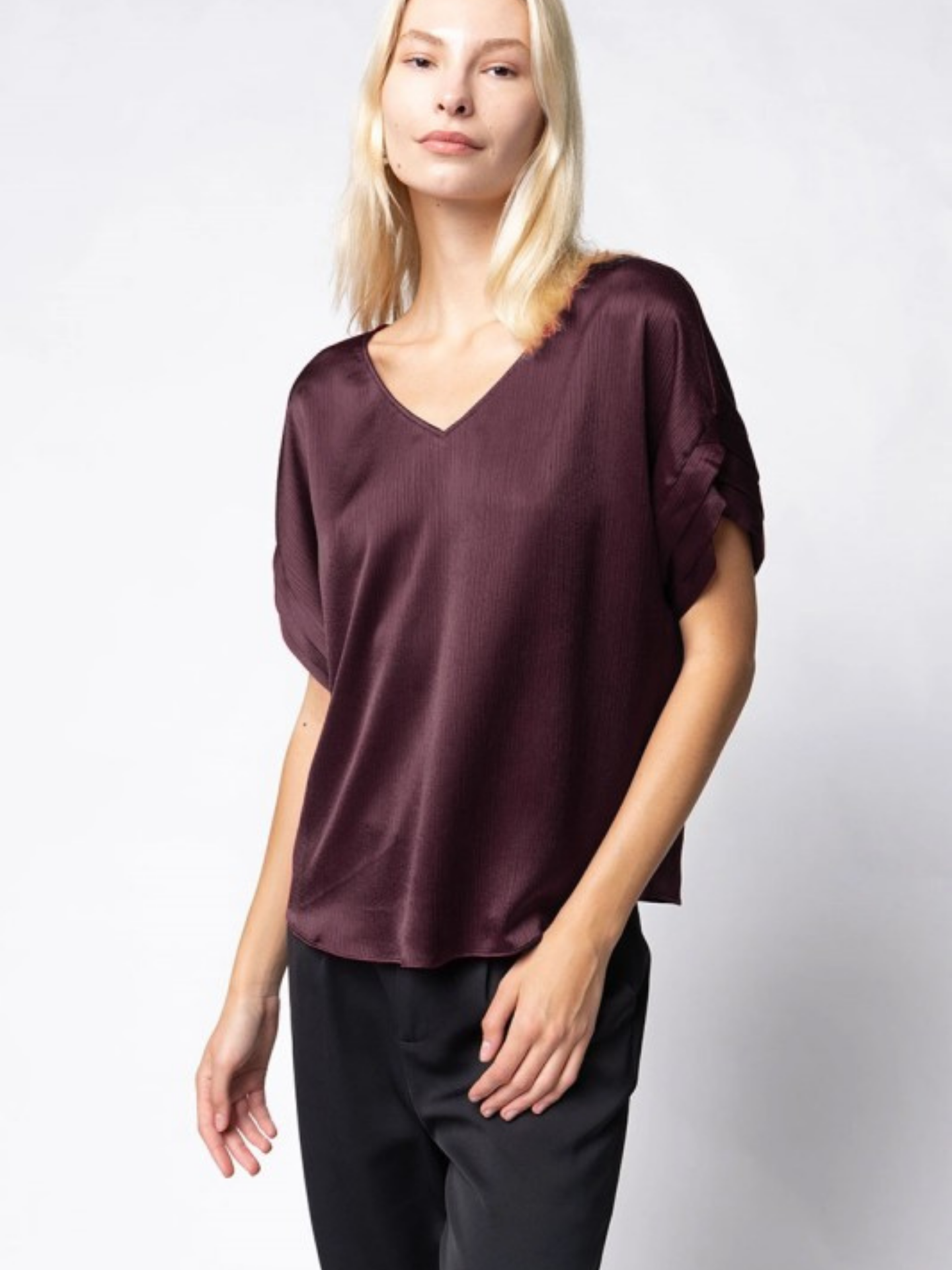 Crinkle Satin Blouse