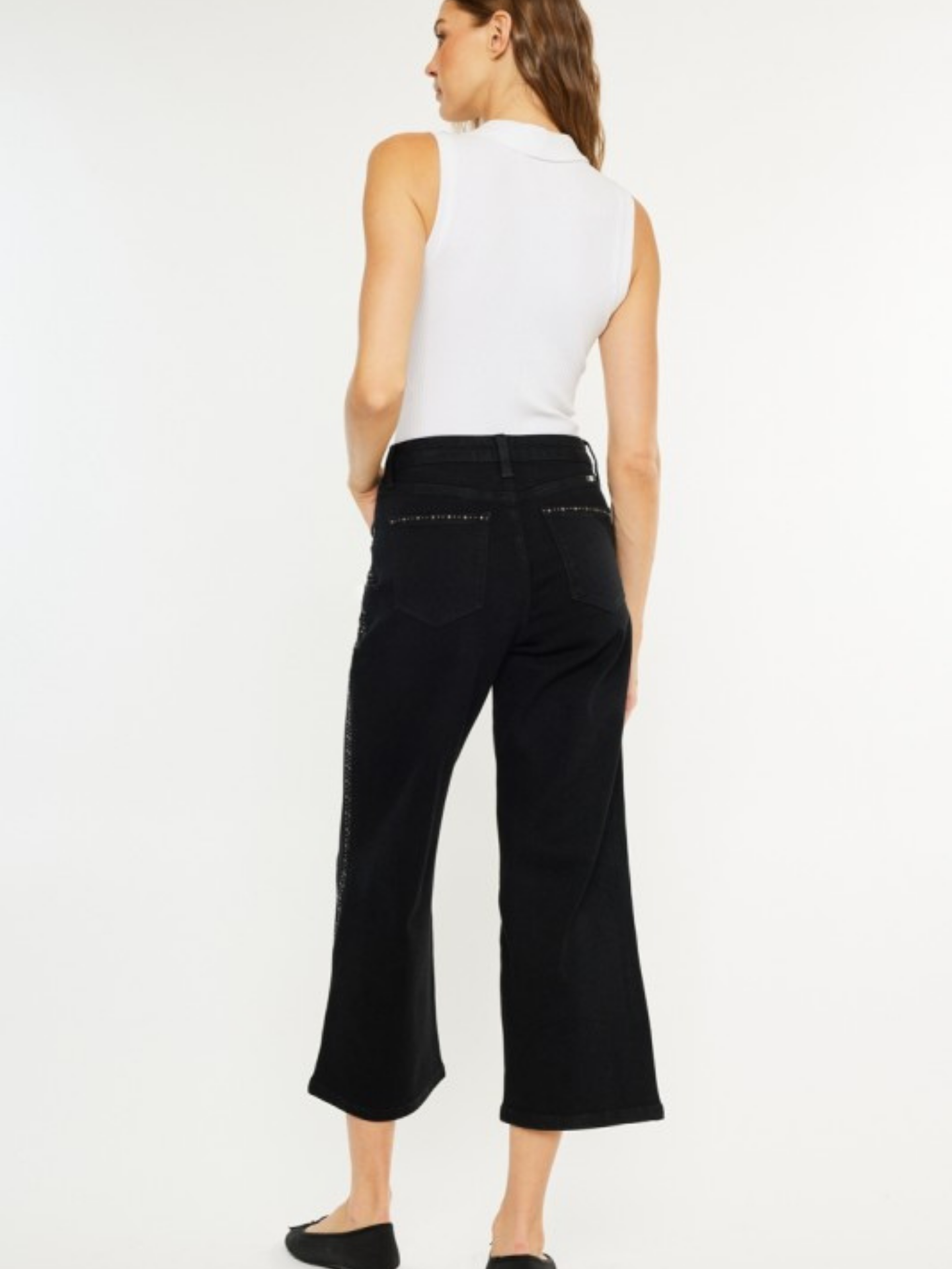 Studded Black Cropped Denim