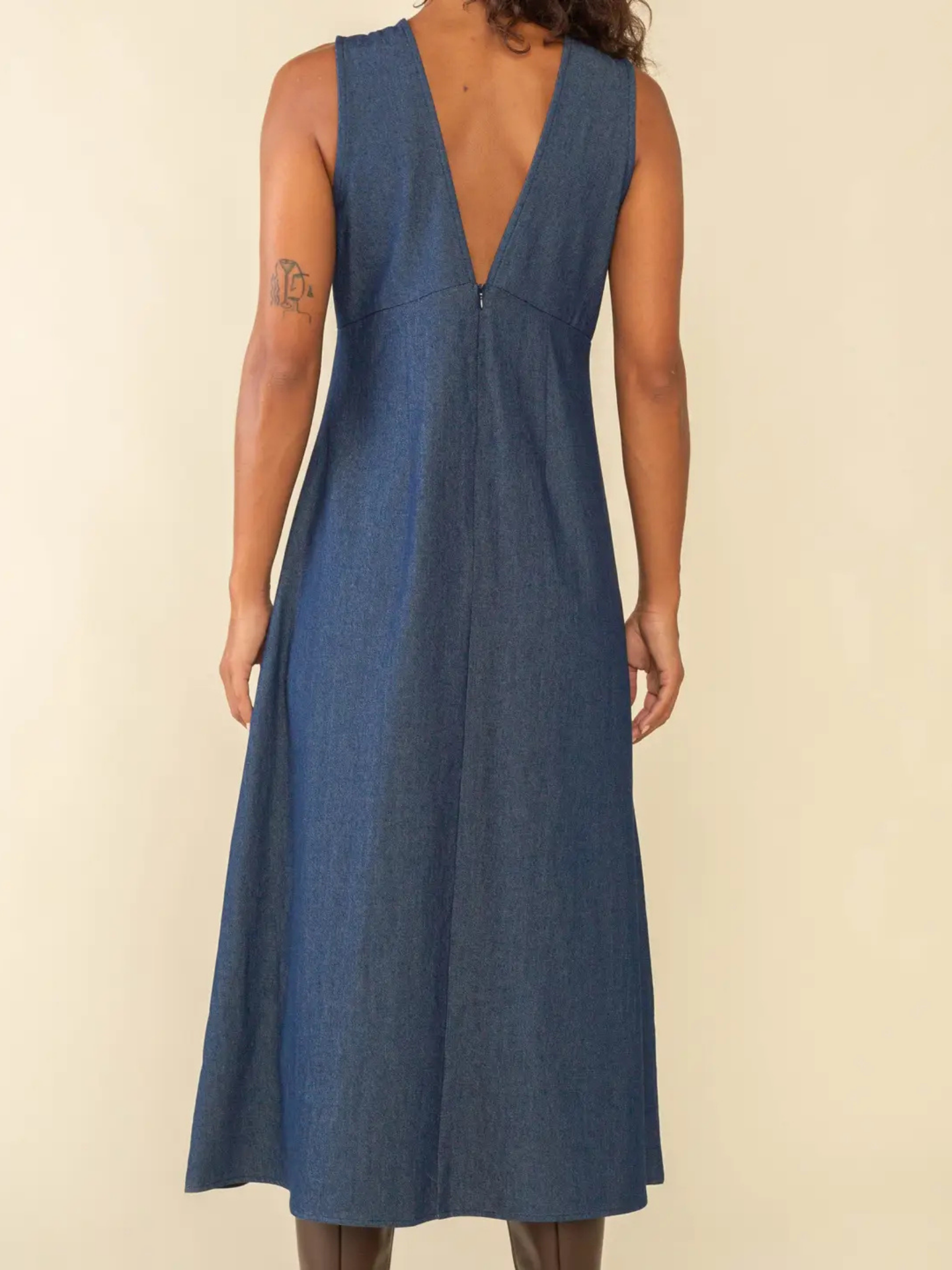 V-Neck Denim Dress