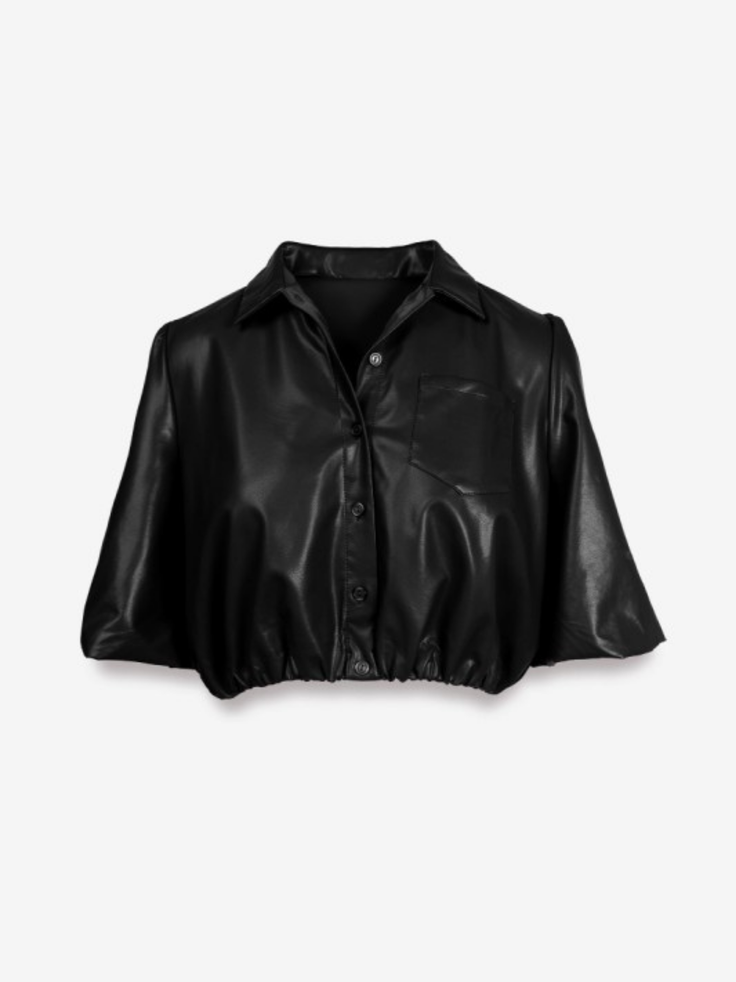 Faux Leather Bubble Top