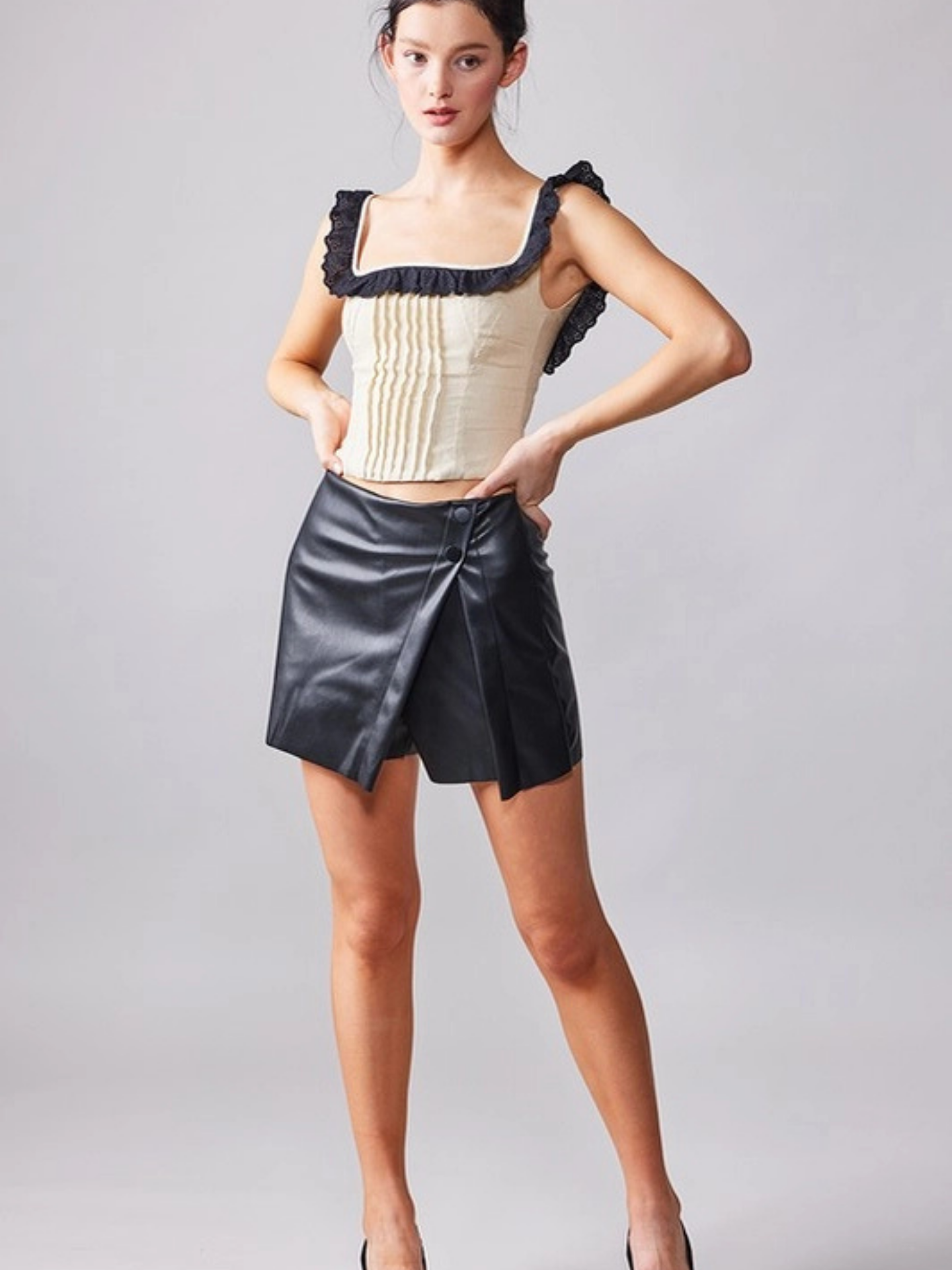 Leather Wrap Skort