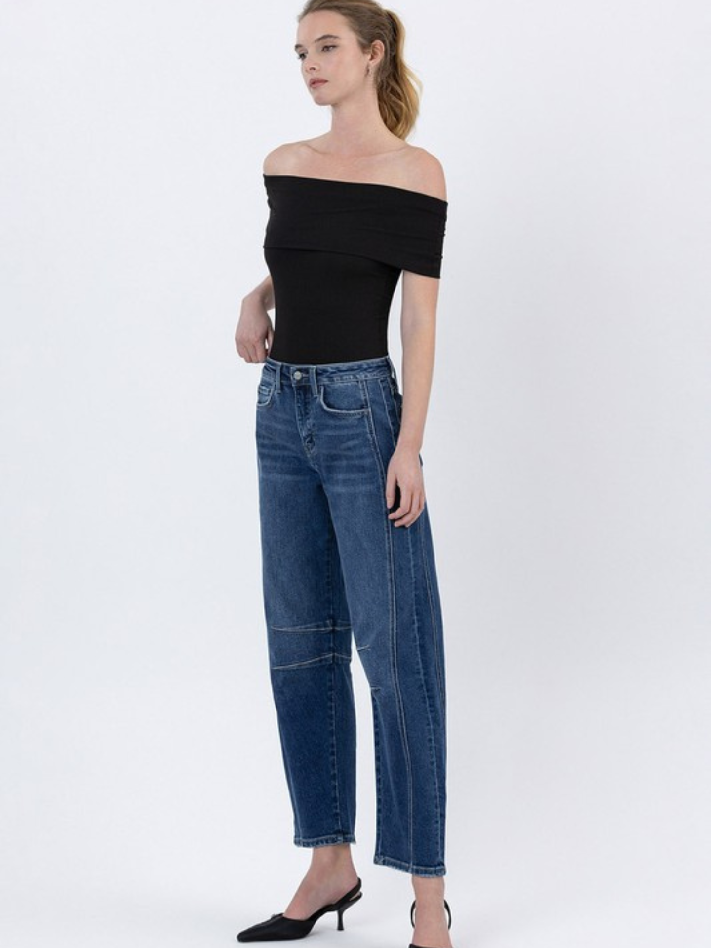 Hi Rise Dark Barrel Denim