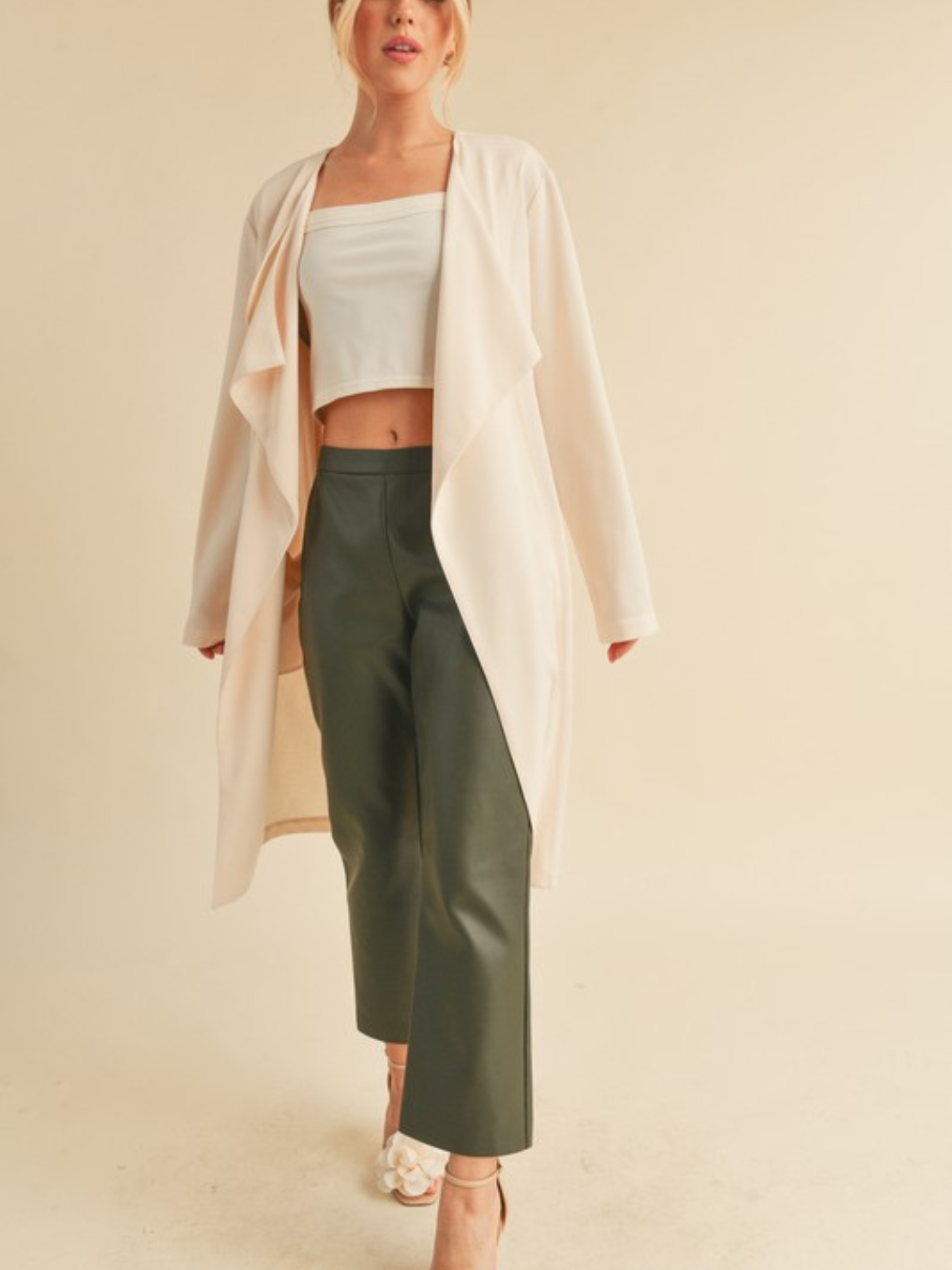 Vegan Leather Crop Flare