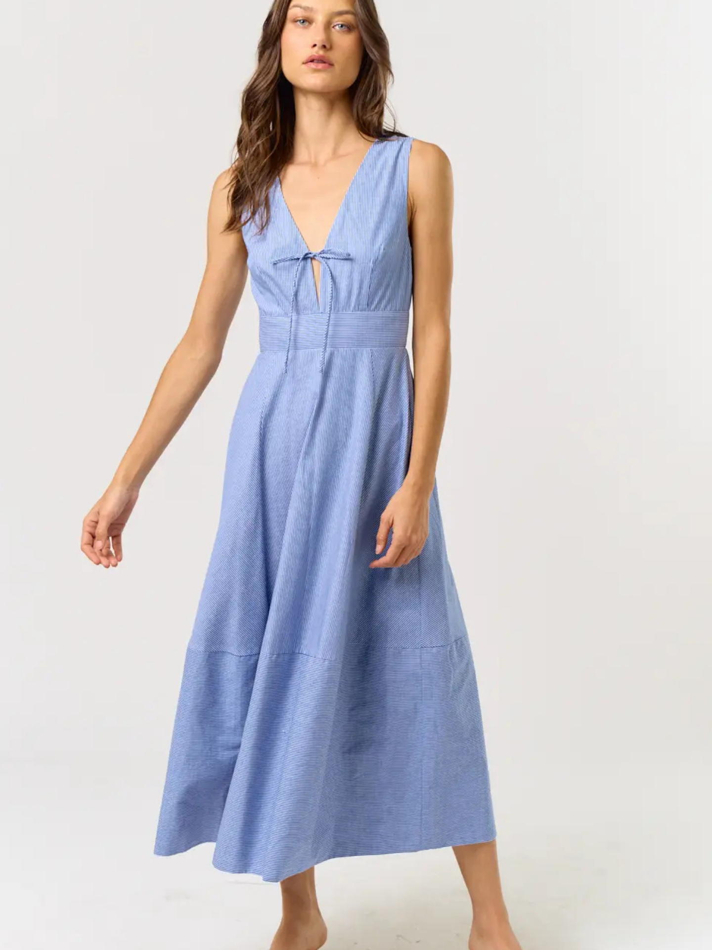 V-Neck Tie Maxi Dress