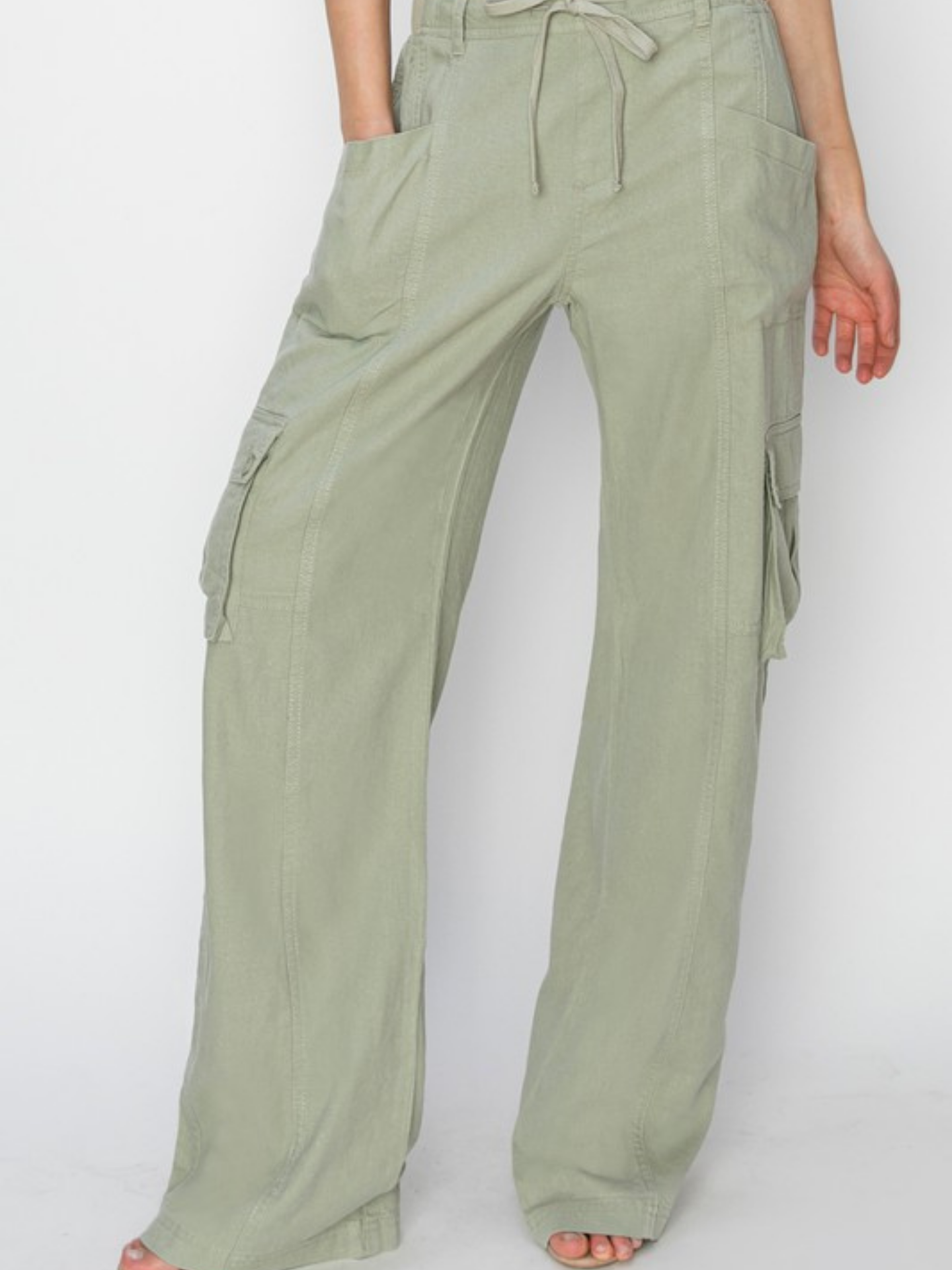 Green Linen Cargos - Mimi & Rae