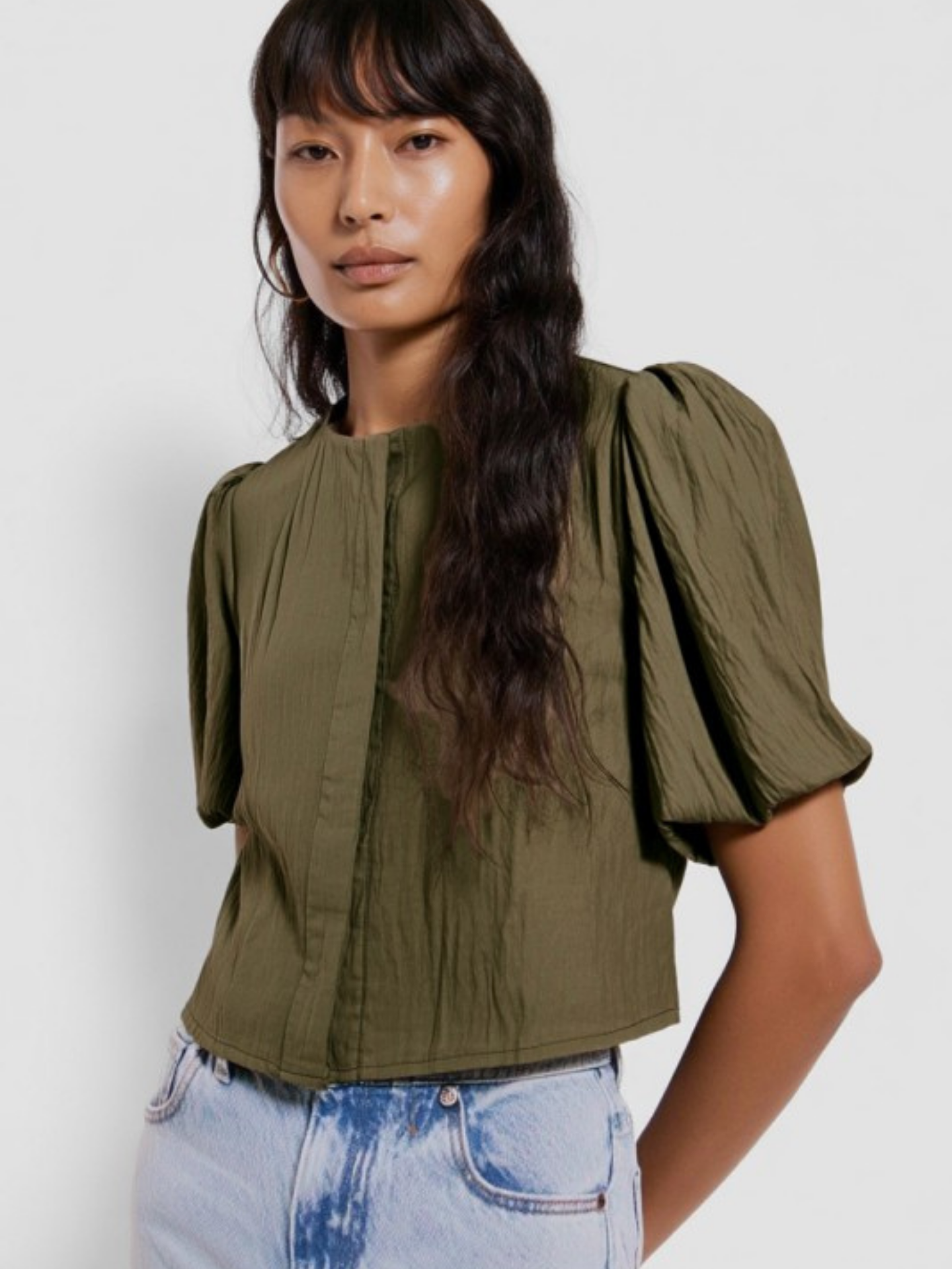 Puff Sleeve Button Up