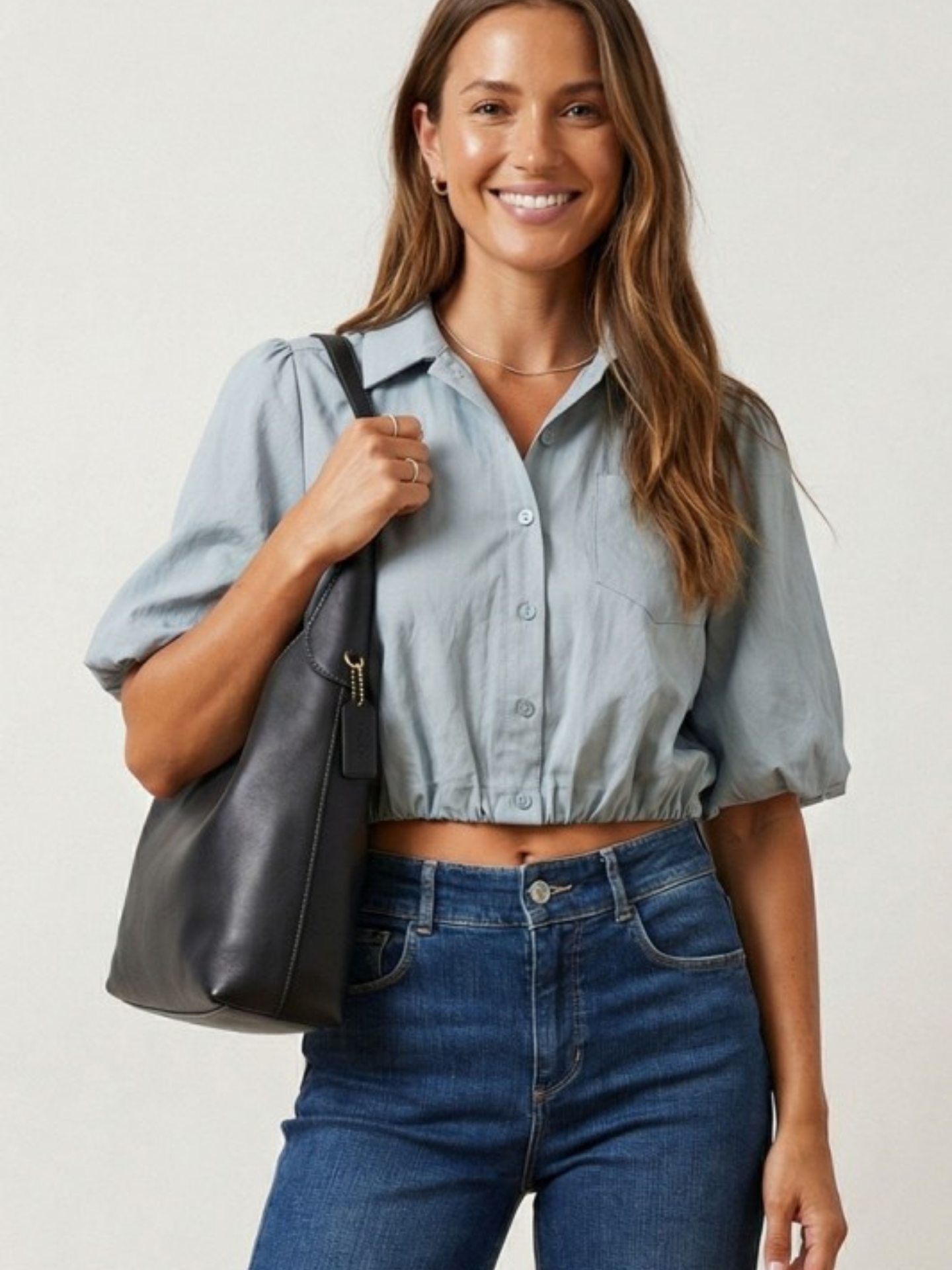 Bubble Cropped Button Down - Mimi & Rae