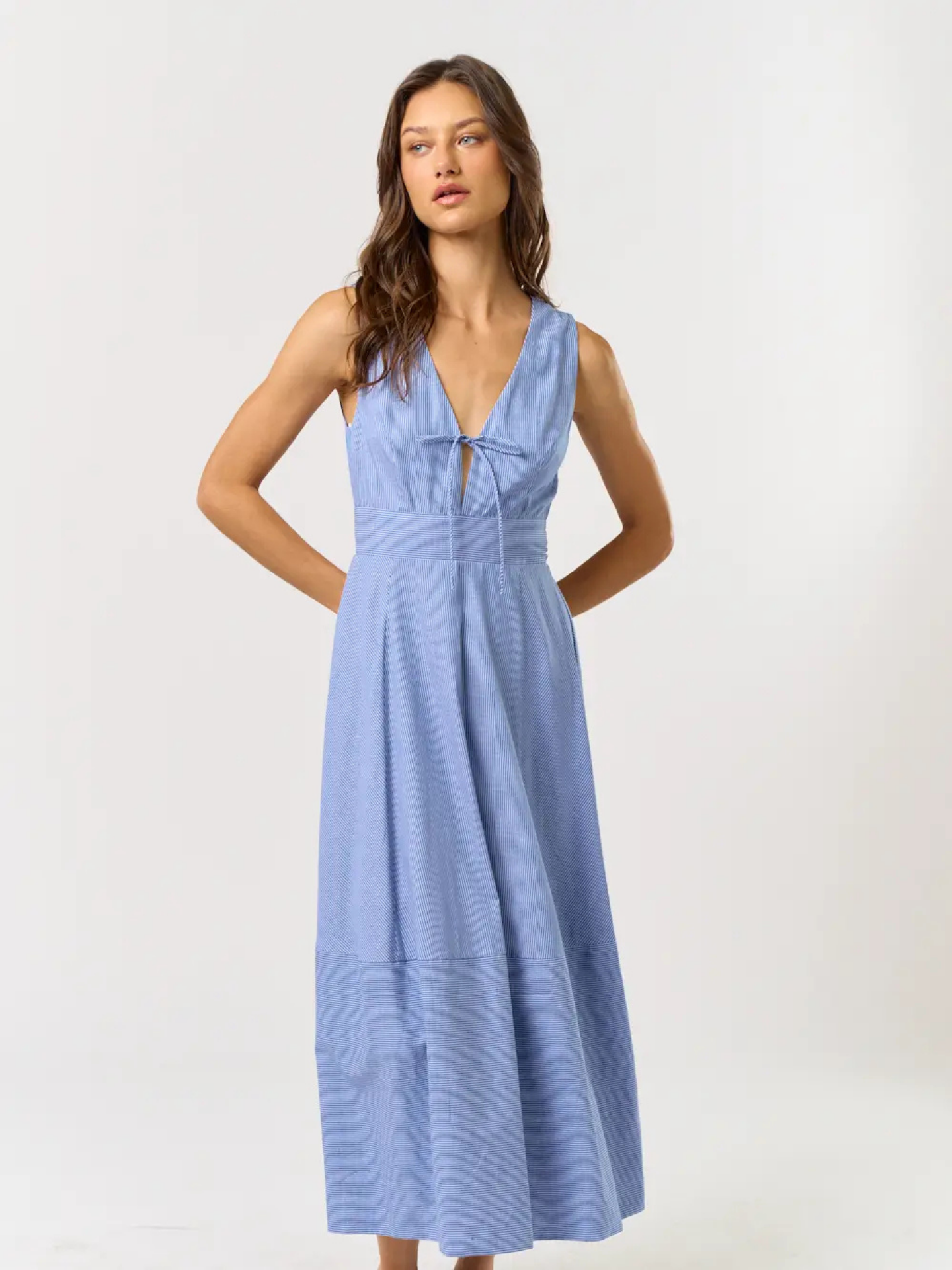 V-Neck Tie Maxi Dress