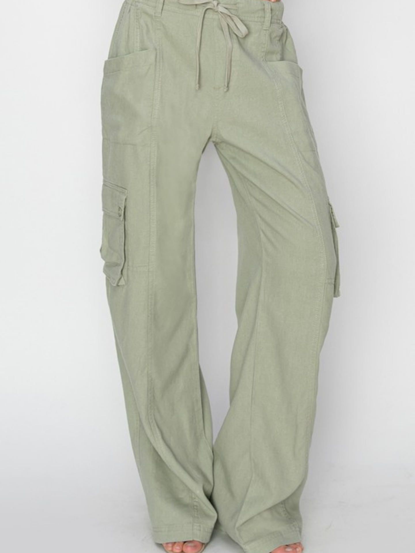 Green Linen Cargos - Mimi & Rae