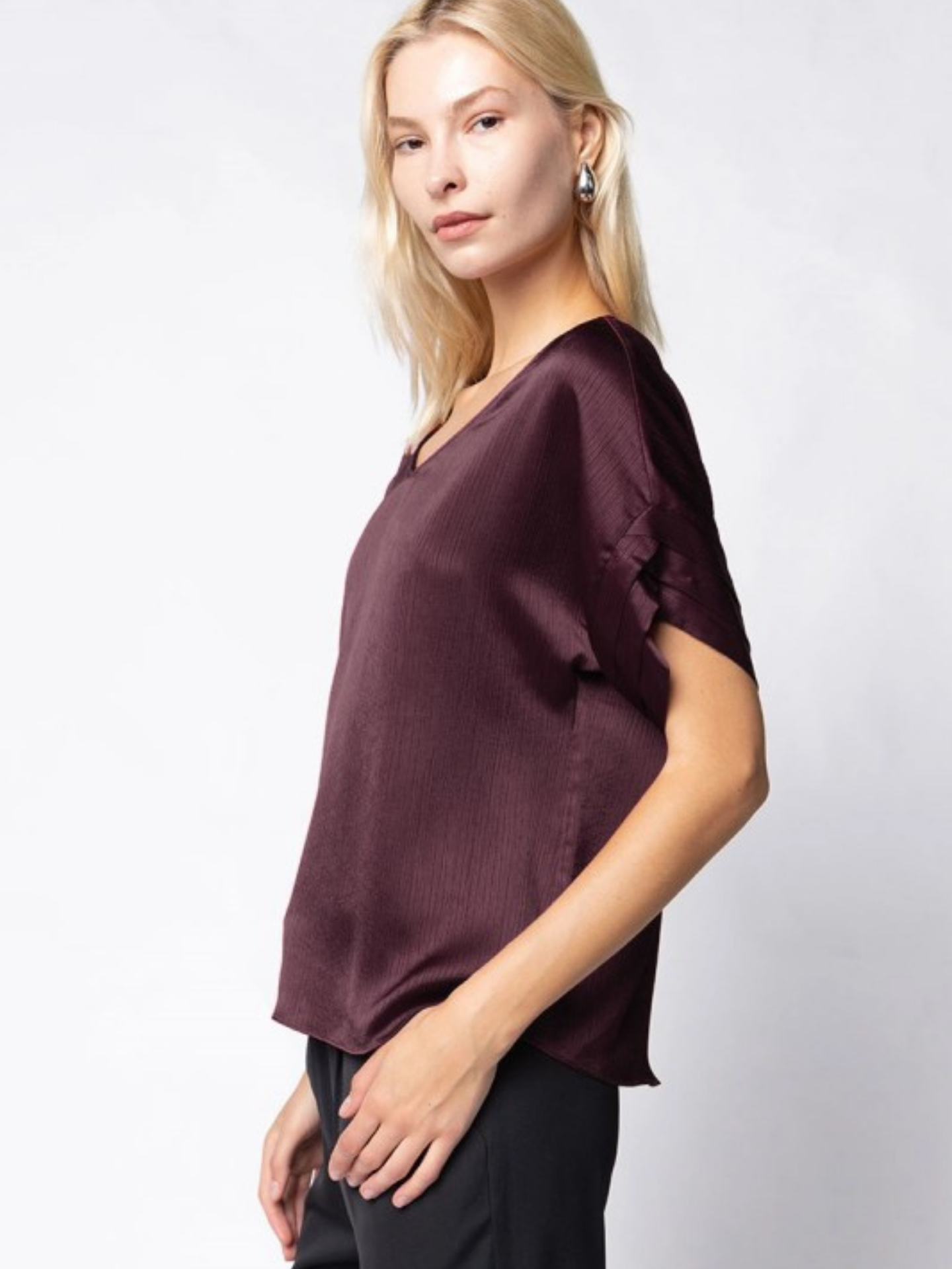 Crinkle Satin Blouse