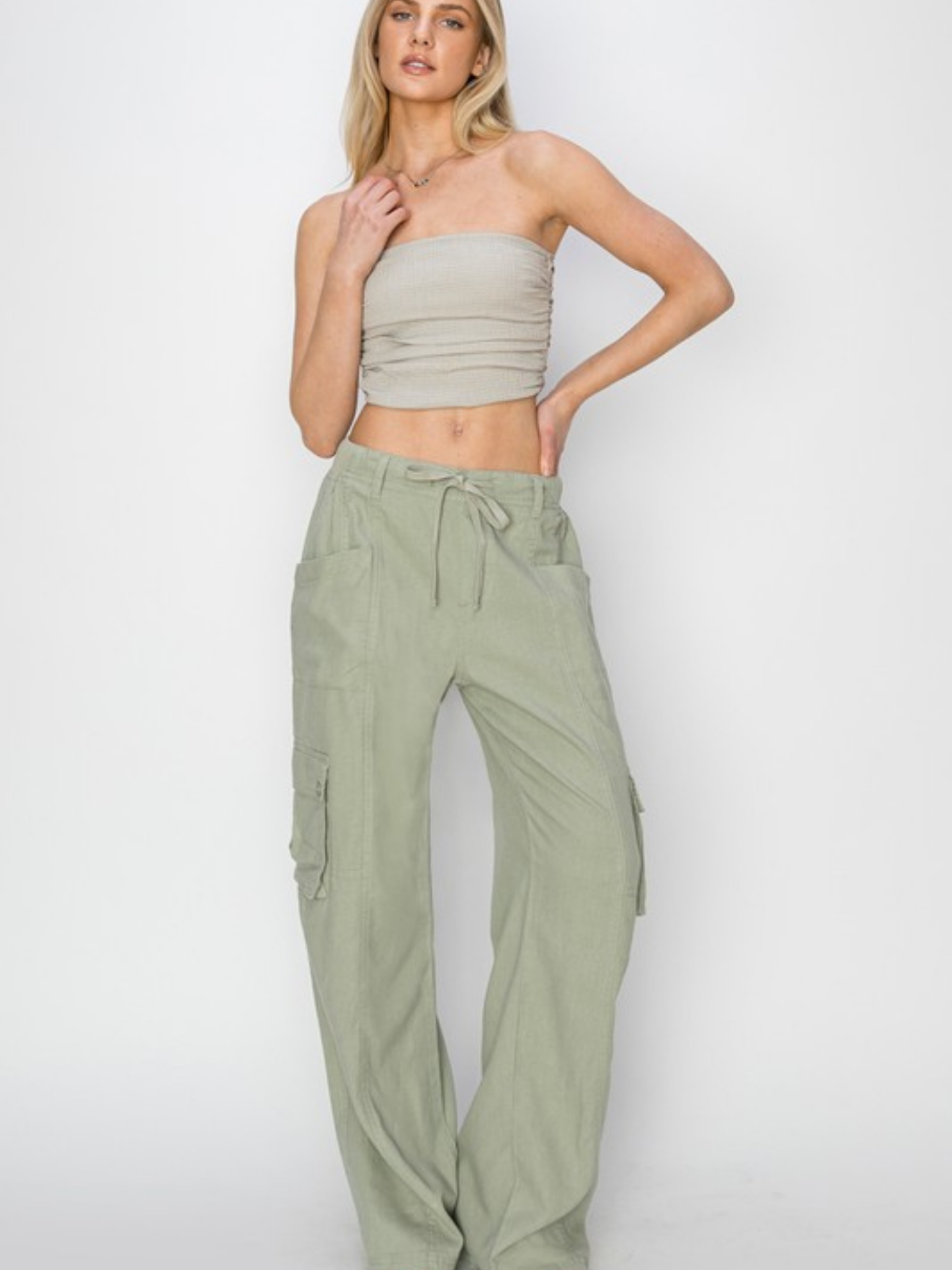 Green Linen Cargos - Mimi & Rae