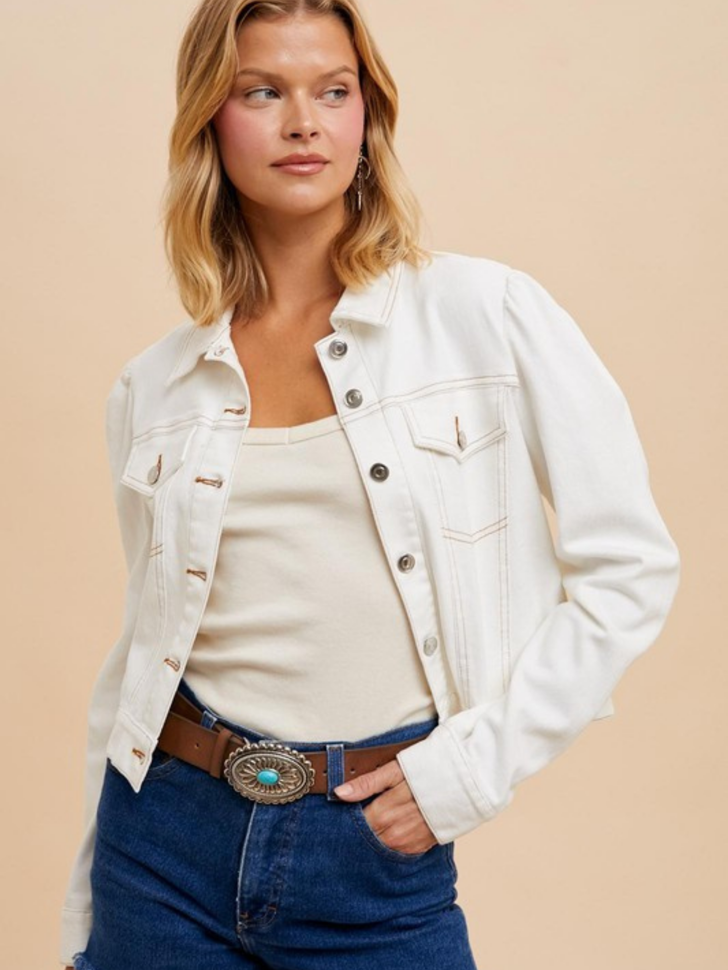 Puff Sleeve Denim Jacket - Mimi & Rae