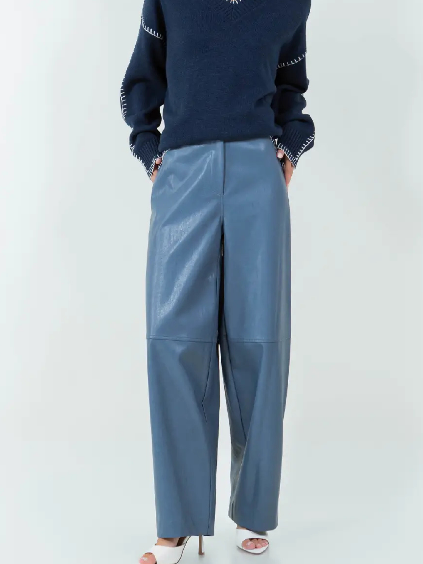 Pleather Barrel Trousers