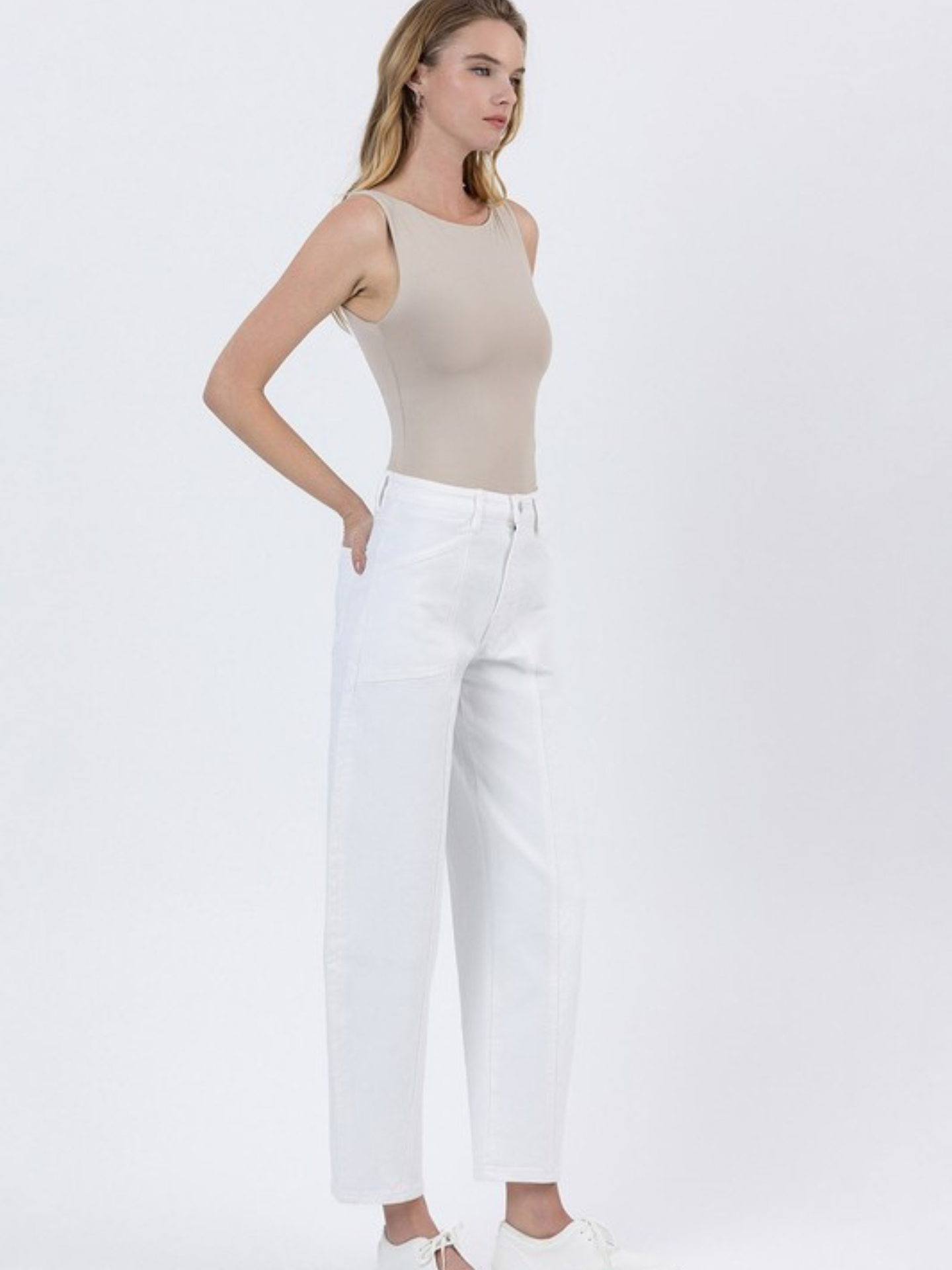 White Barrel Leg Denim - Mimi & Rae