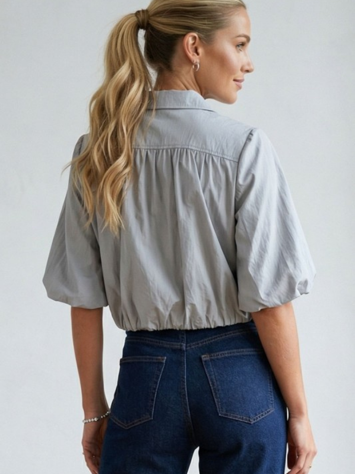 Bubble Cropped Button Down - Mimi & Rae