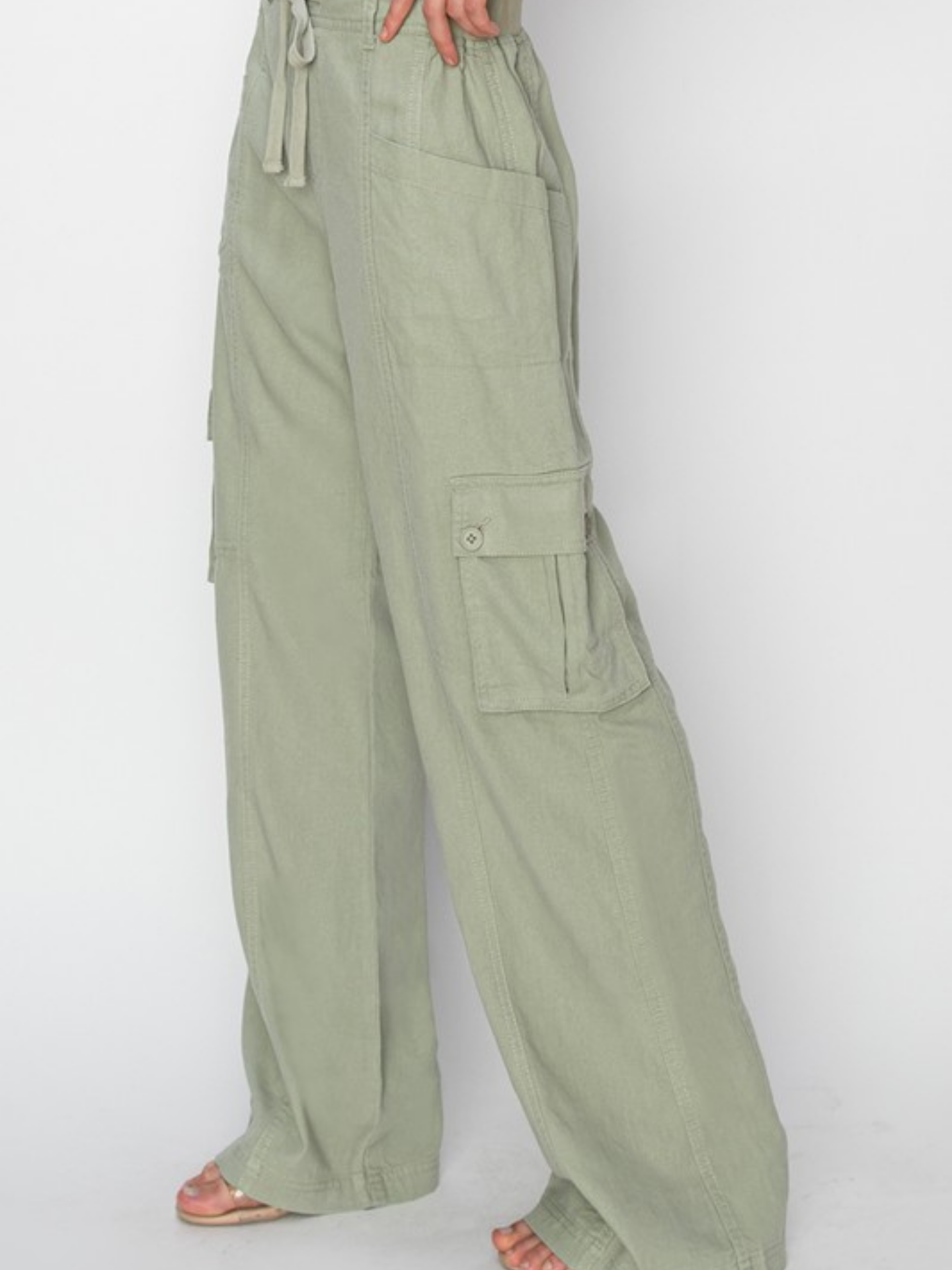 Green Linen Cargos - Mimi & Rae