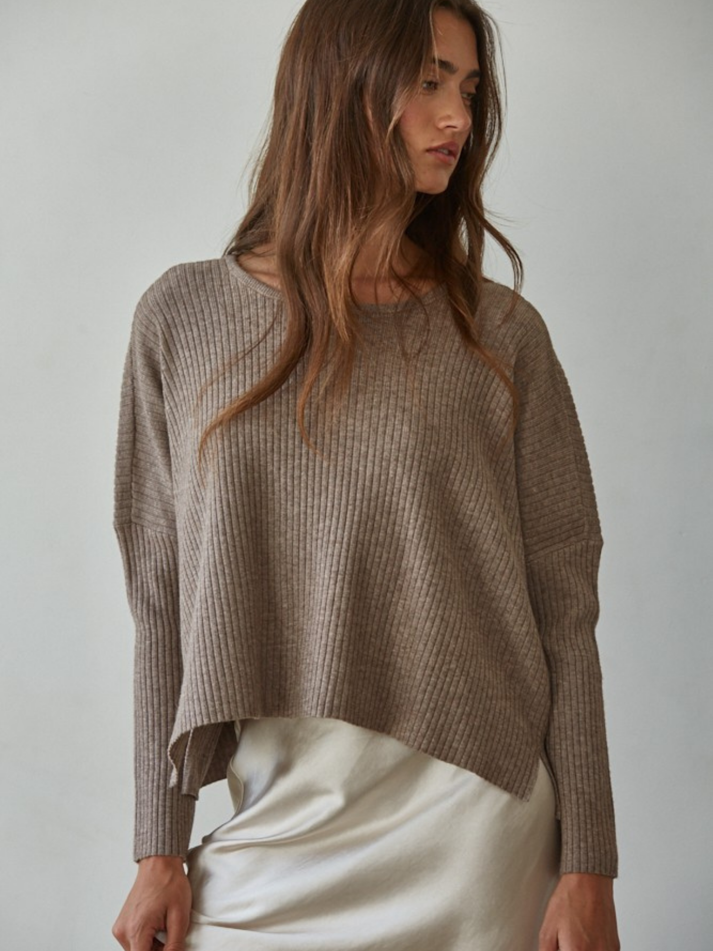 Mimi & Rae I Rib Knit Pullover Sweater 